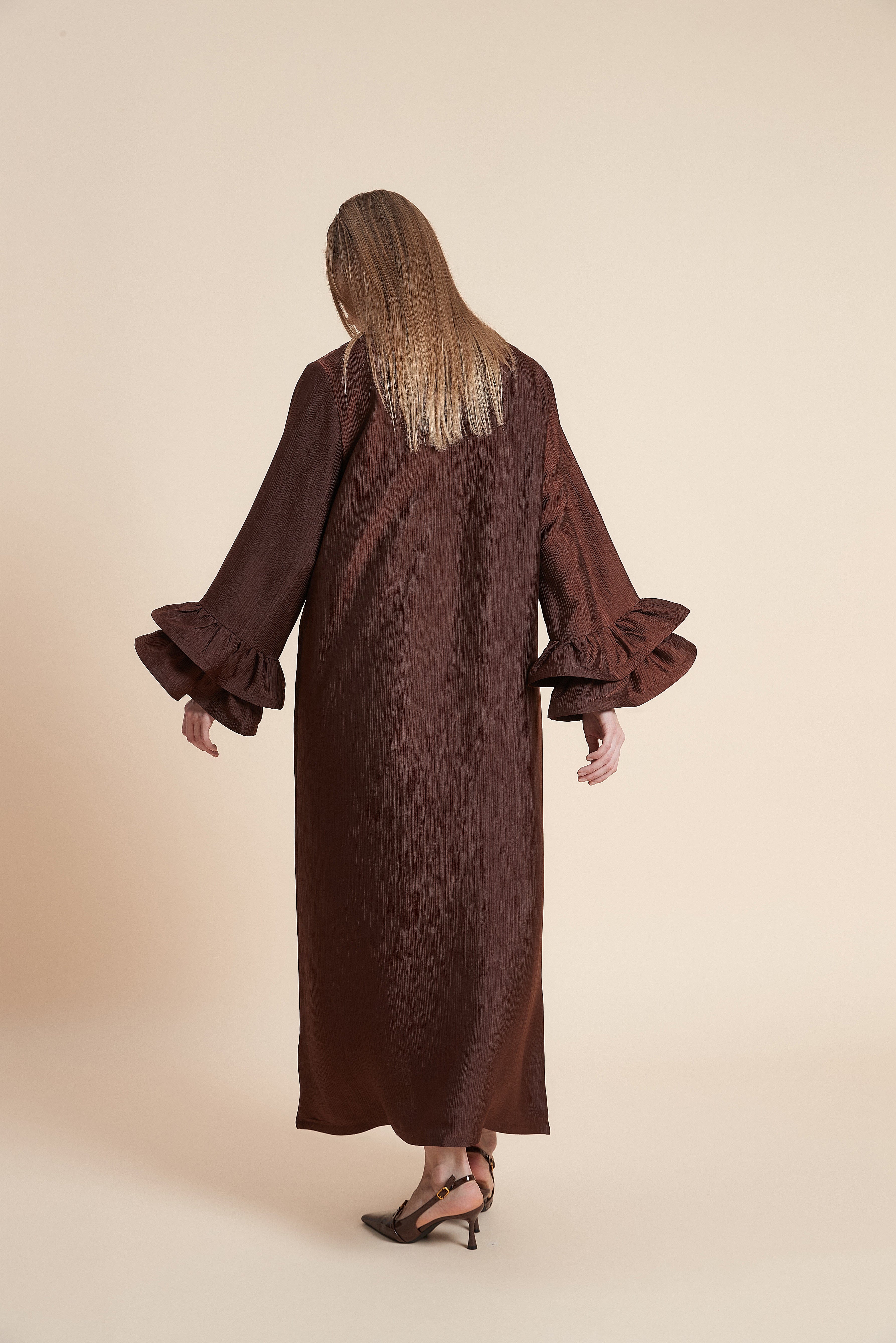 A-Line Long-Sleeved Midi Dress