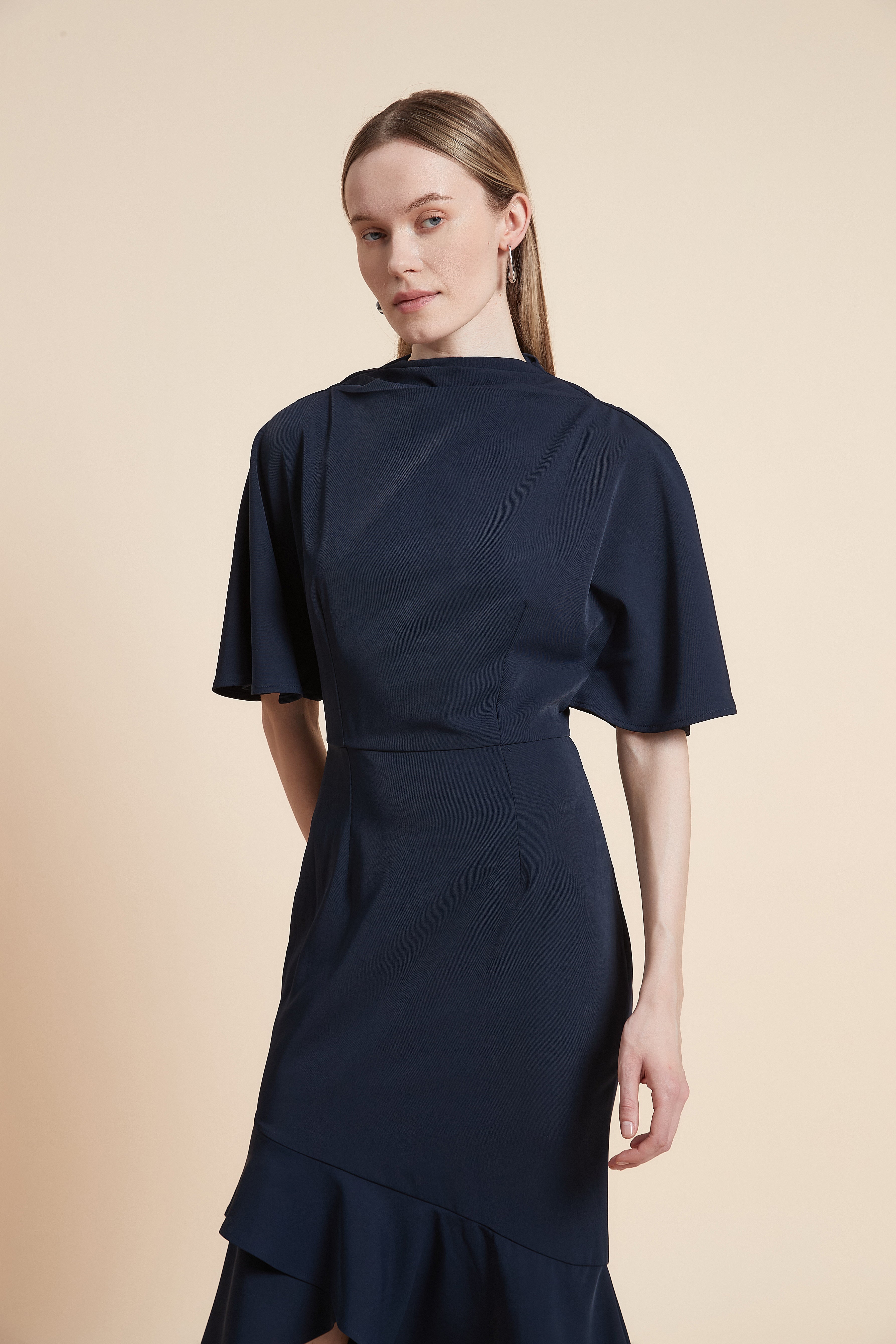 Dress Midi Short-Sleeved Ruffled Top