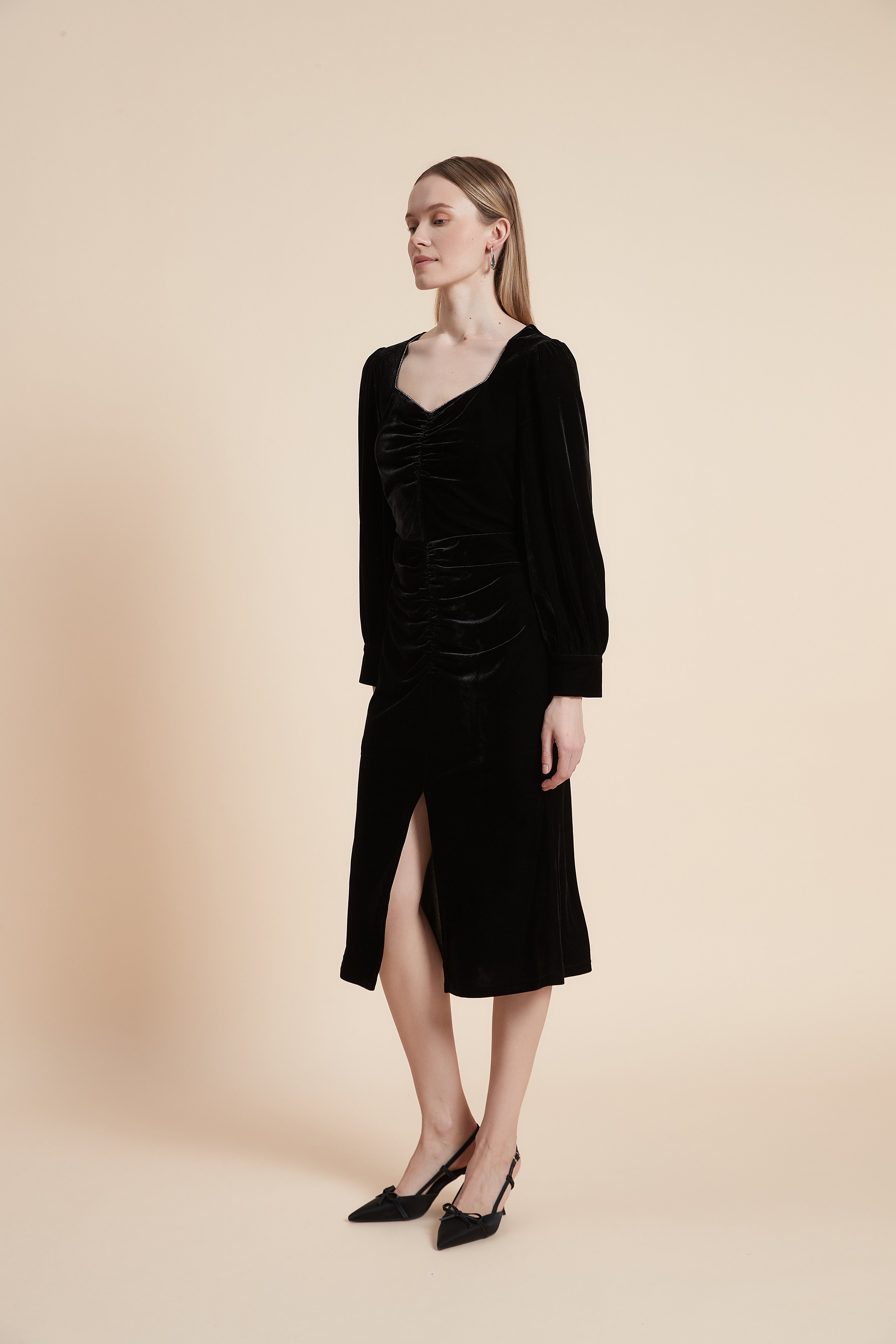 Knee Length Dress with Long Sleeves