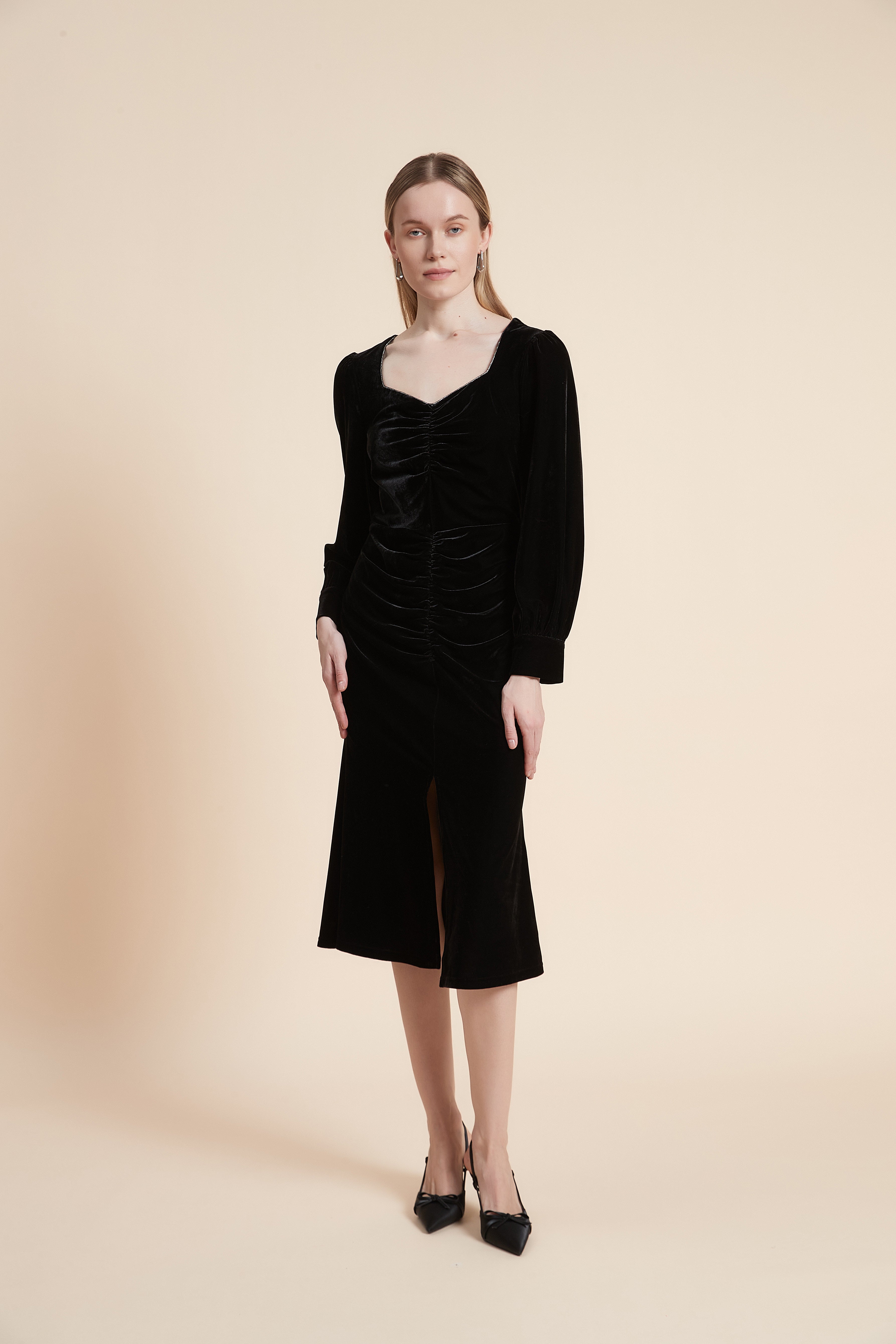 Knee Length Dress with Long Sleeves