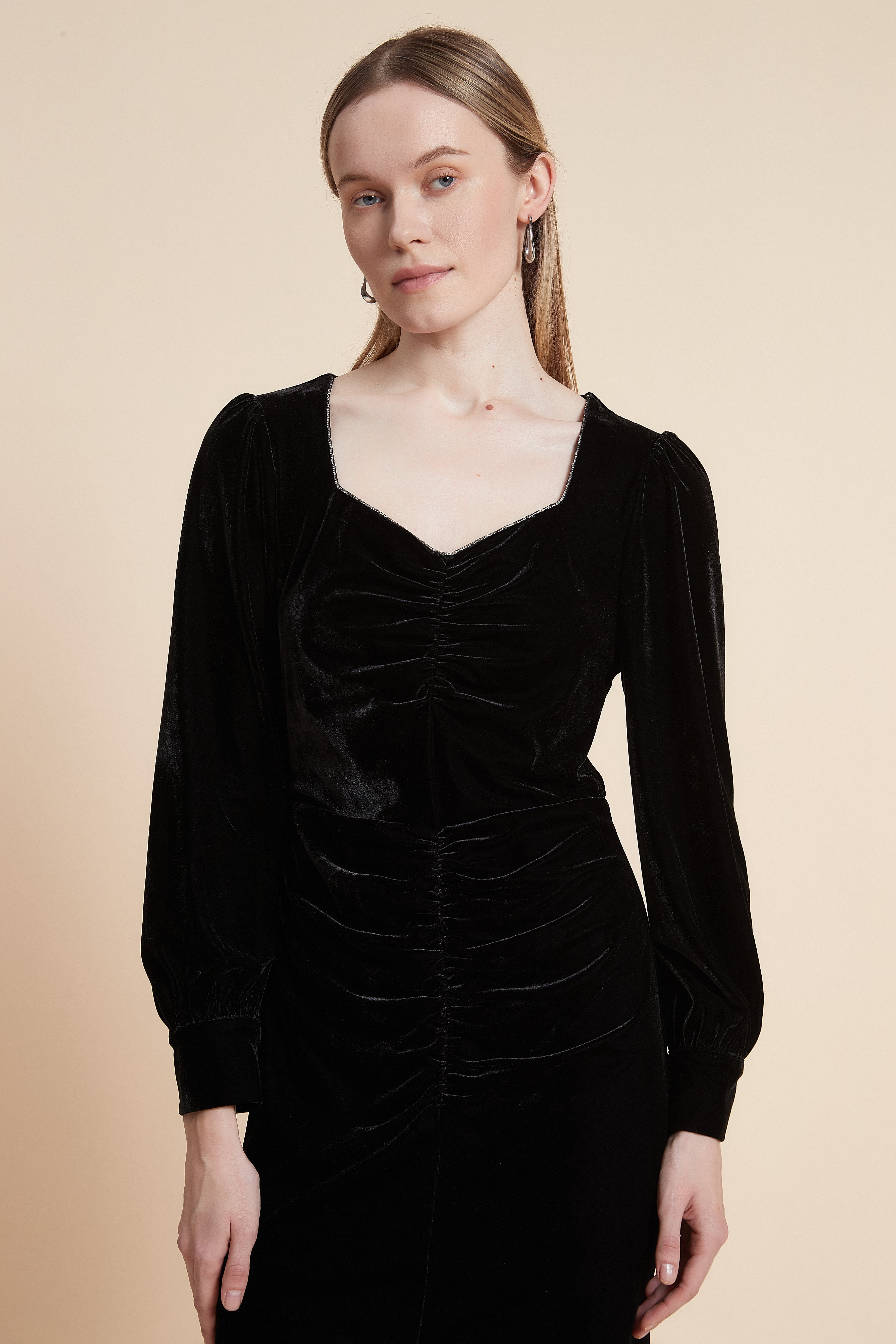 Knee Length Dress with Long Sleeves