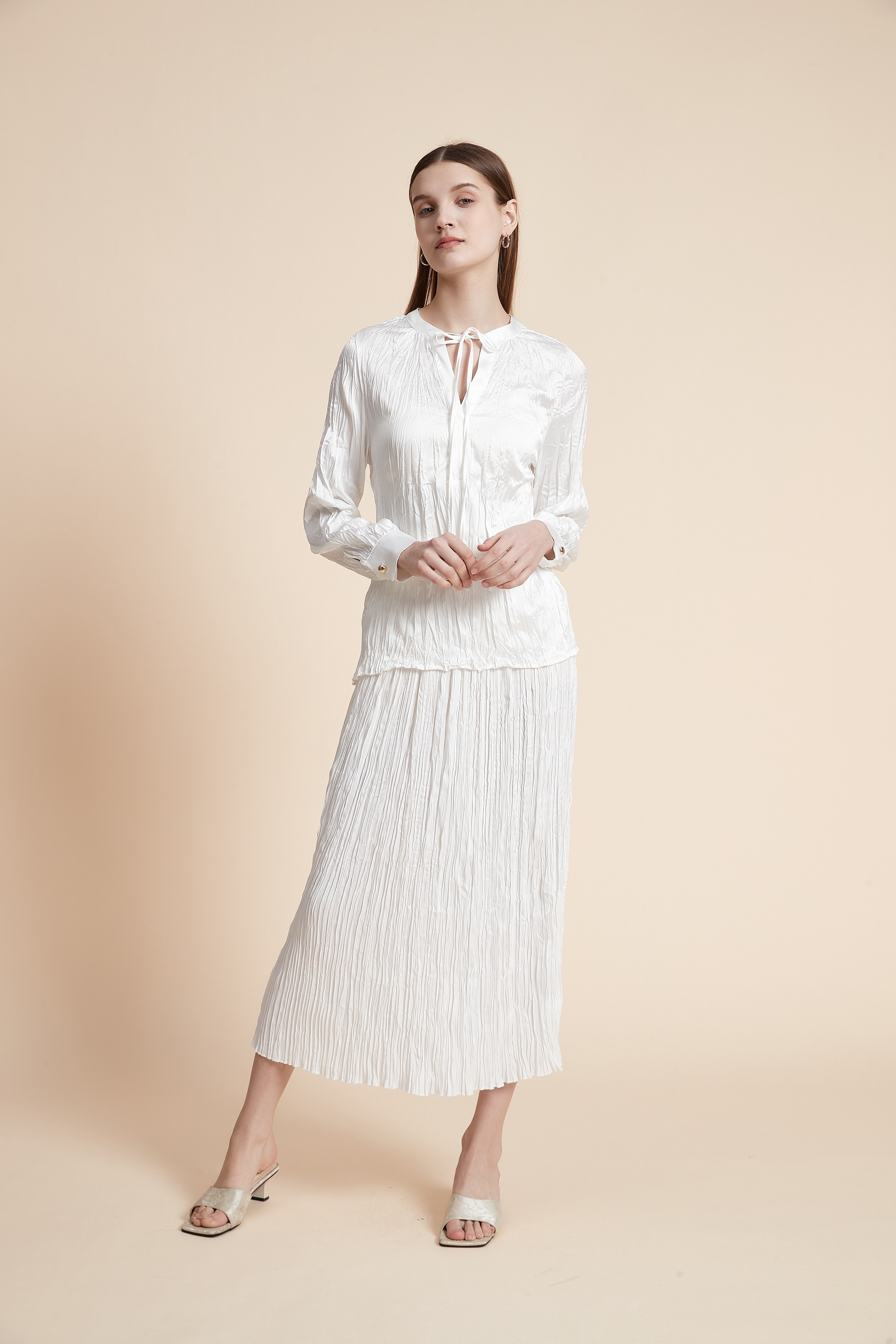 تنورة ميدي سادة مكشكشة قصة مستقيمة