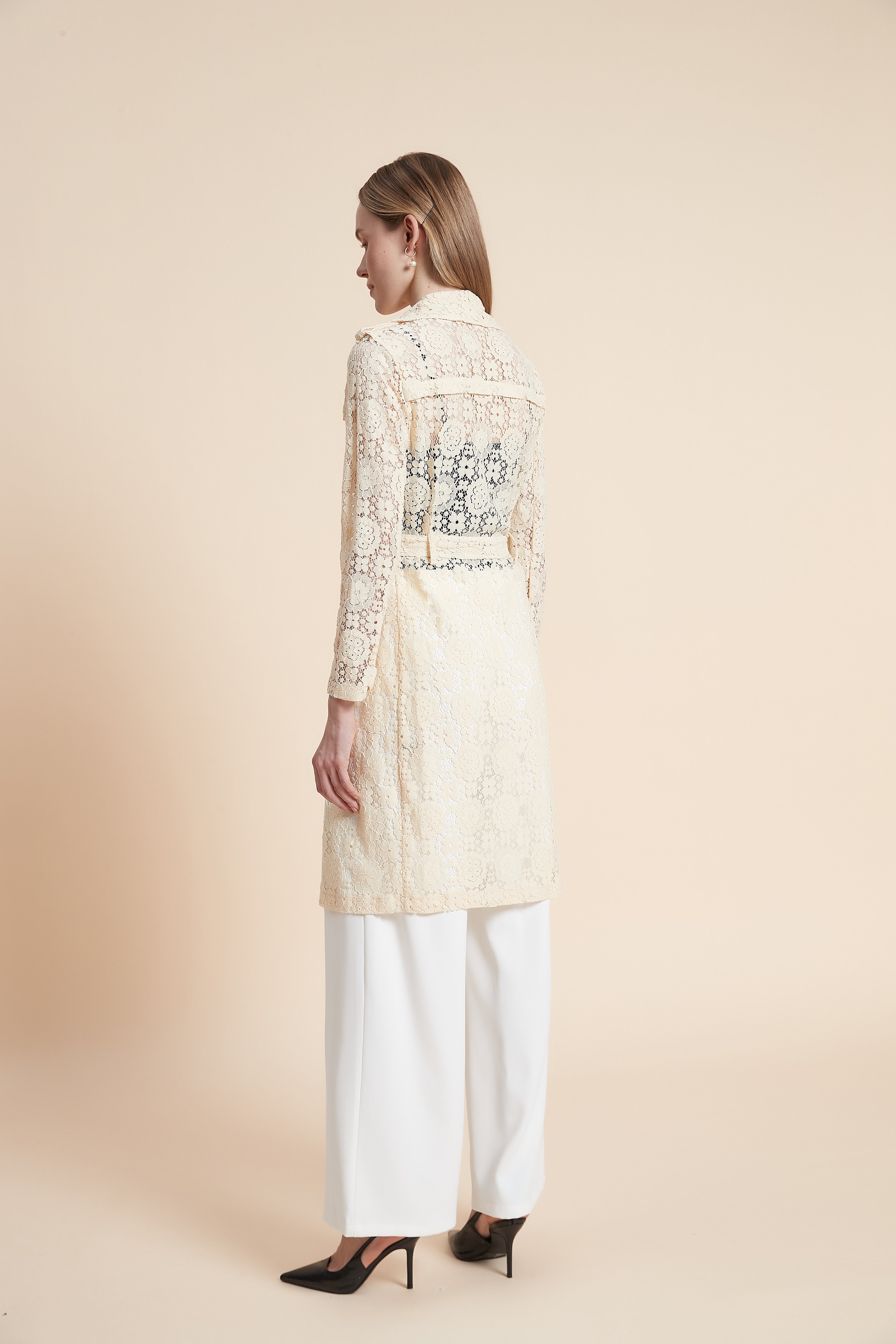 Long Sleeve Lace Cardigan with Knee Length