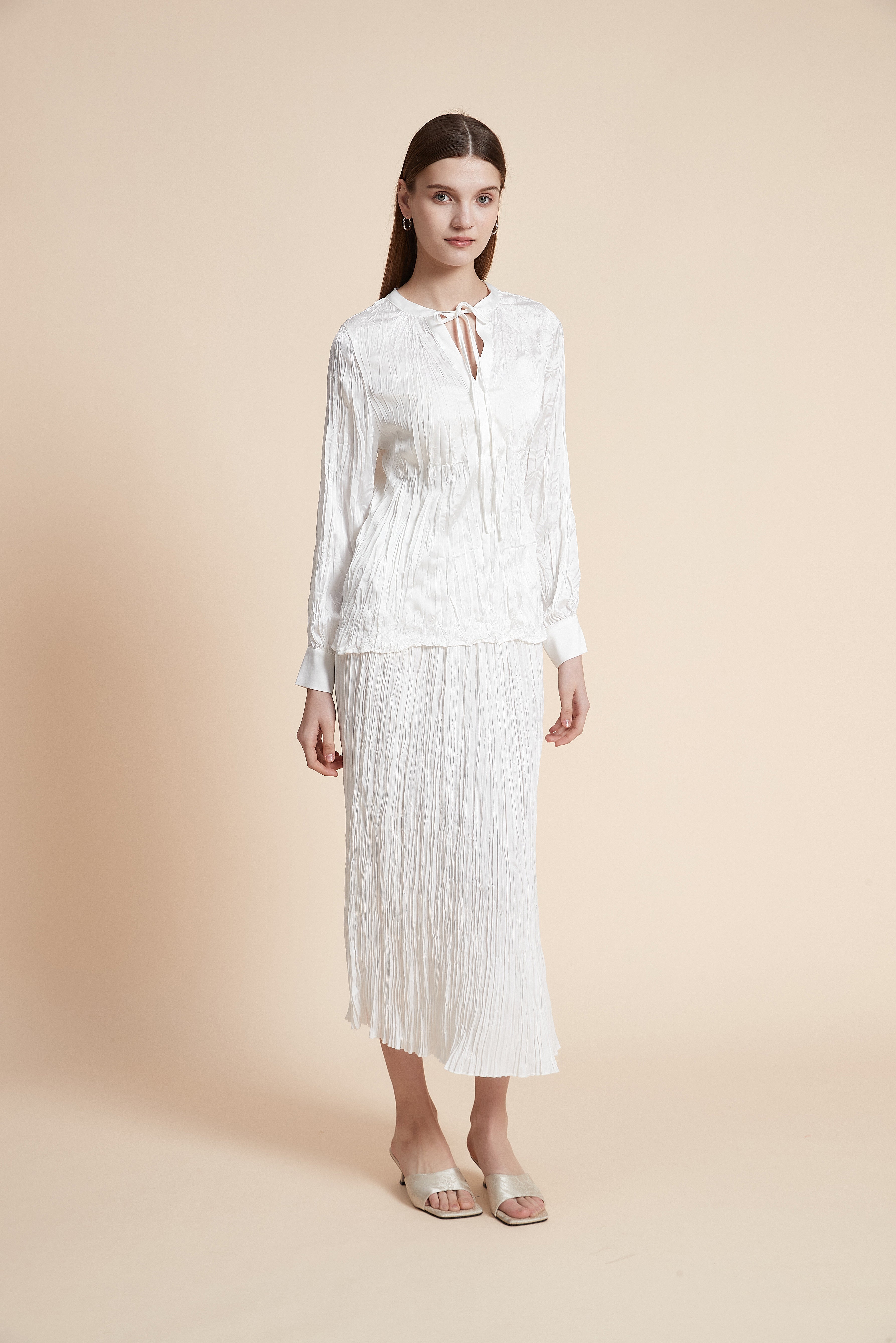 تنورة ميدي سادة مكشكشة قصة مستقيمة