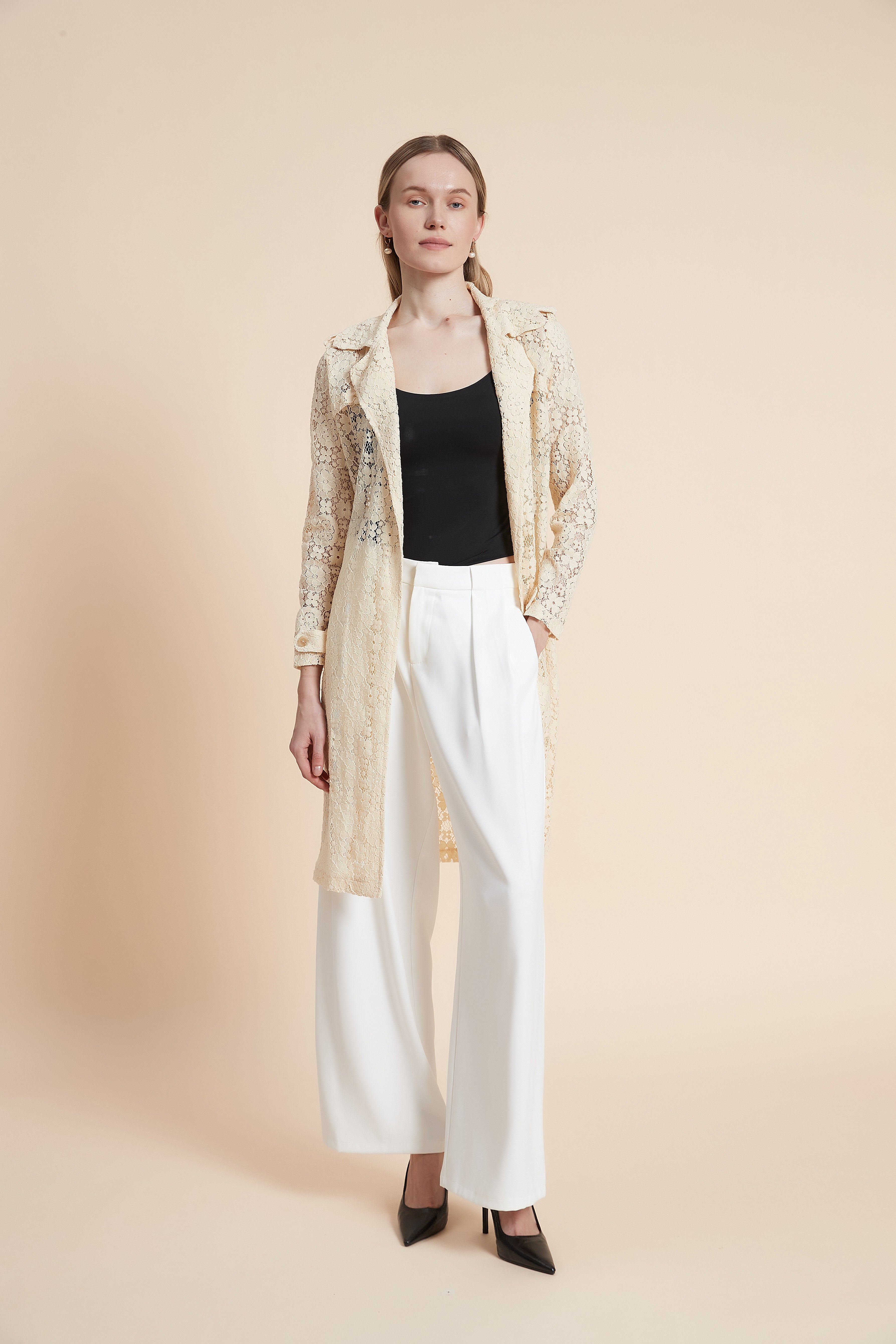 Long Sleeve Lace Cardigan with Knee Length