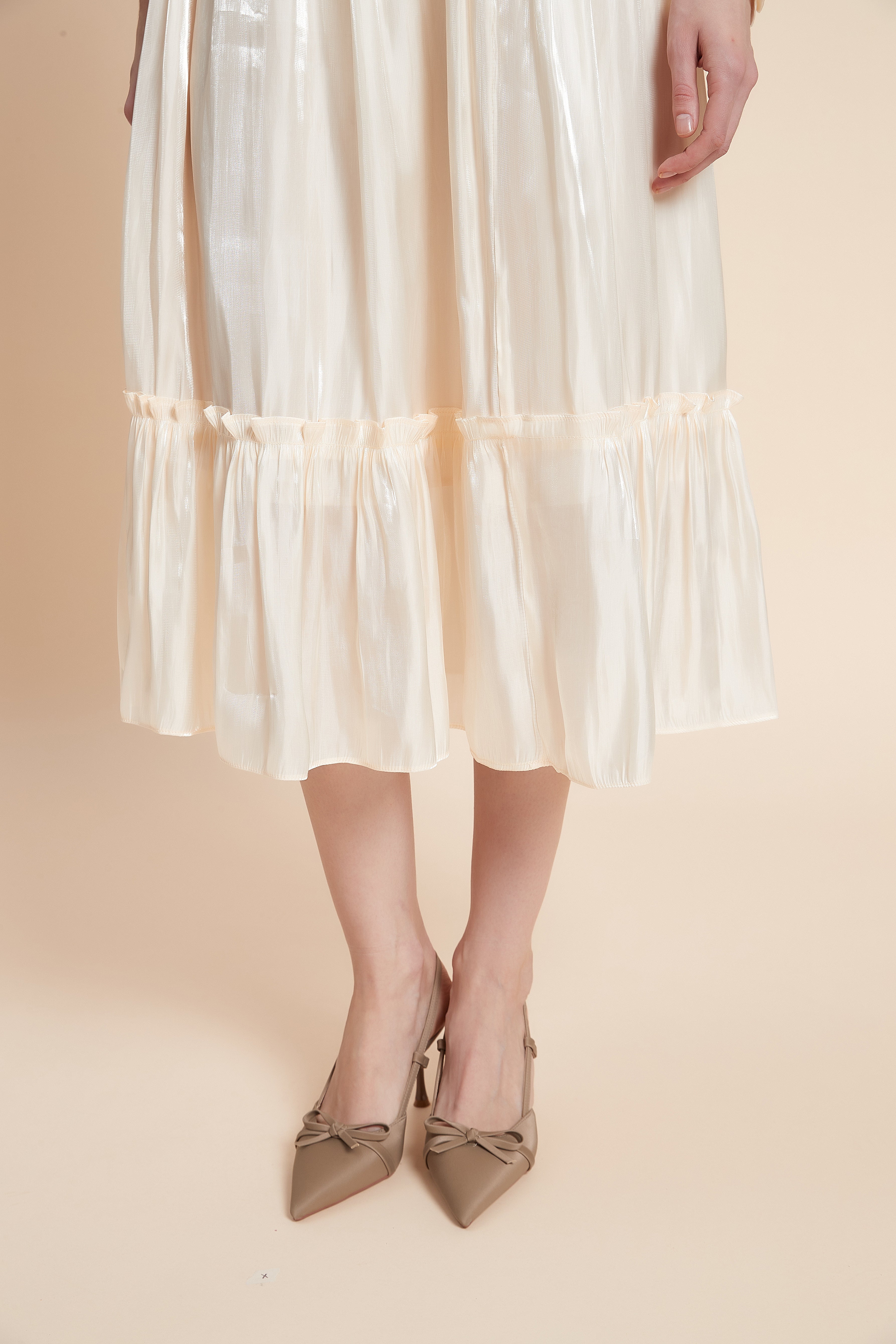 Pleated Solid Midi Skirt