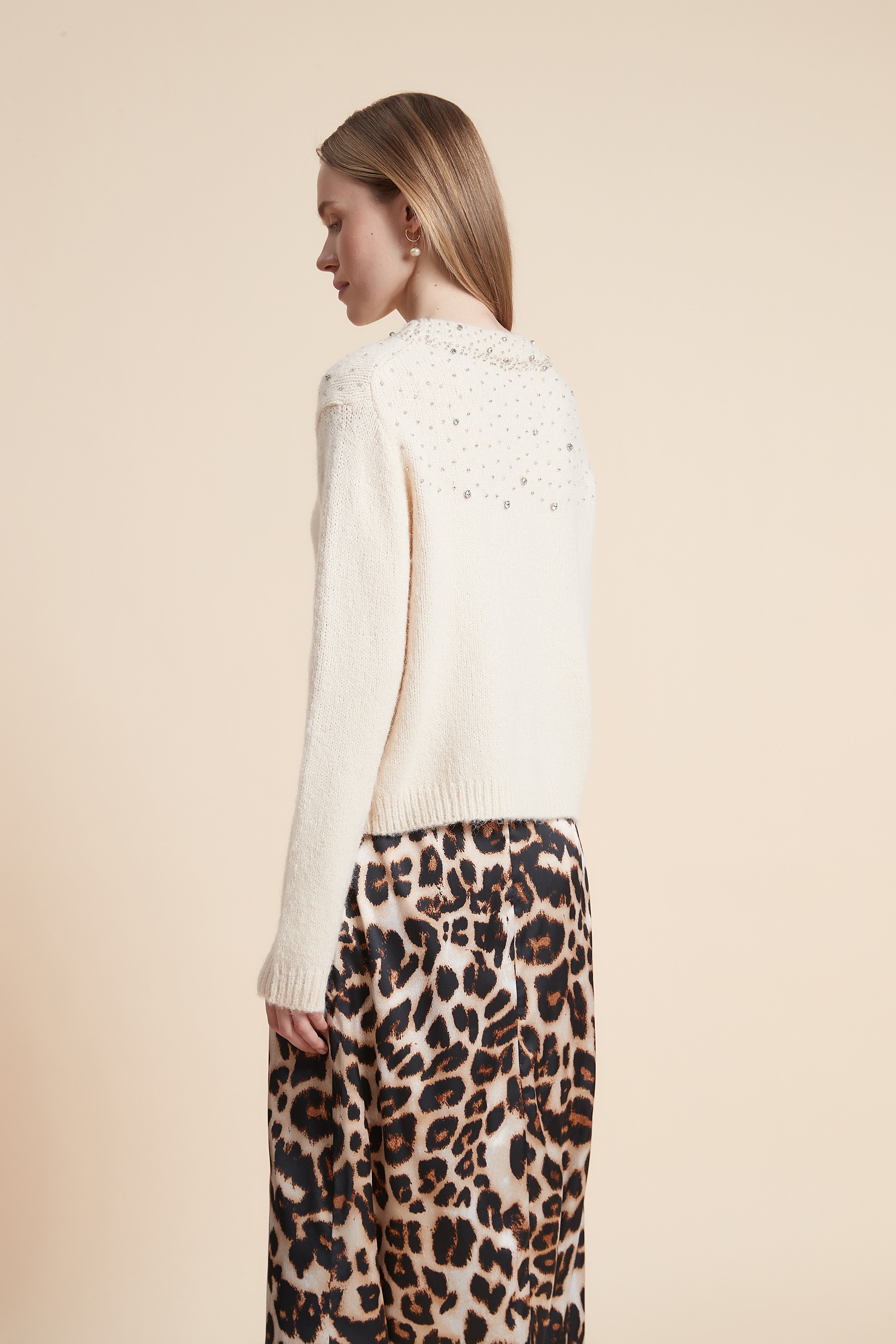 Embellished Long-Sleeved Sweater