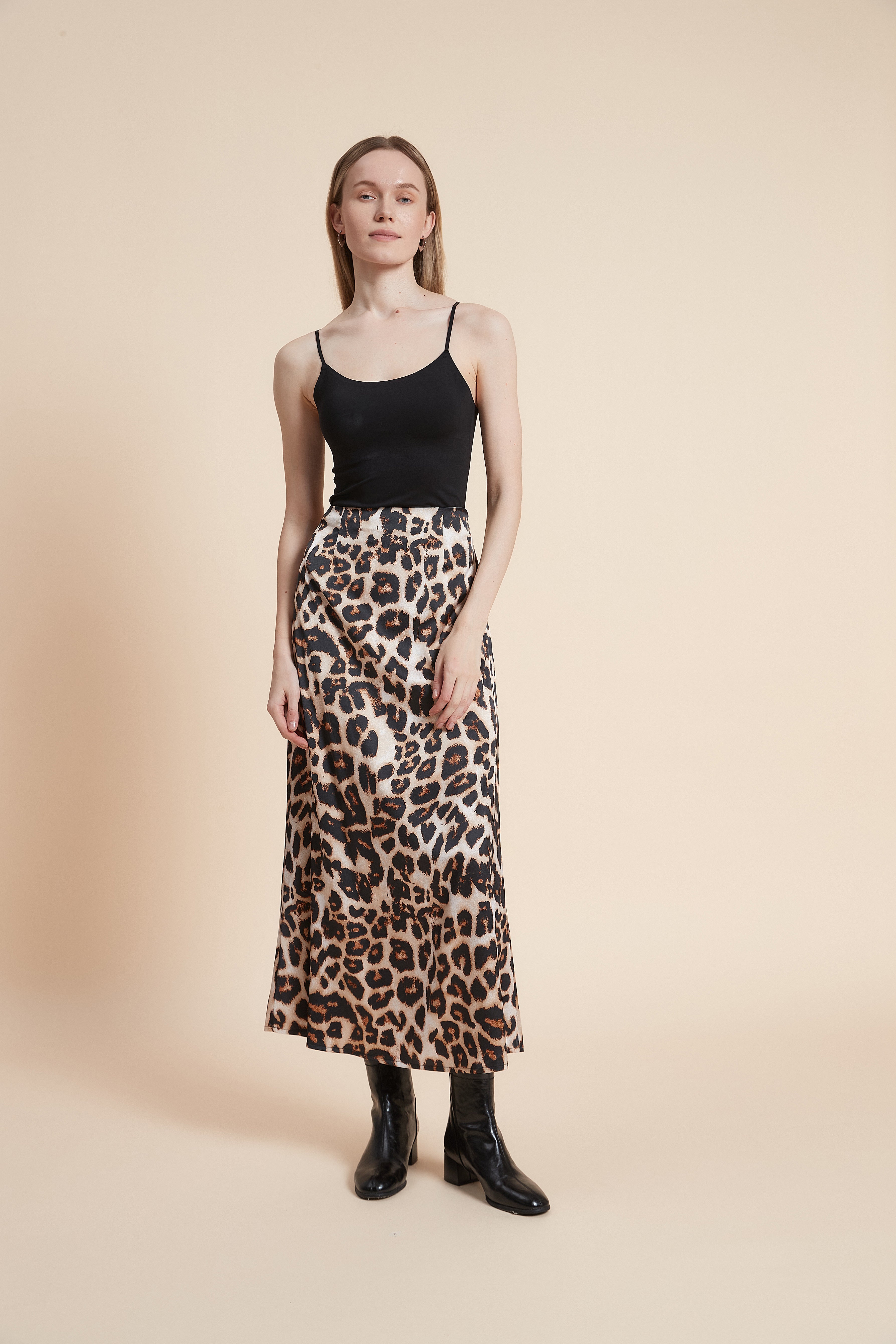 Tiger Print Midi Skirt