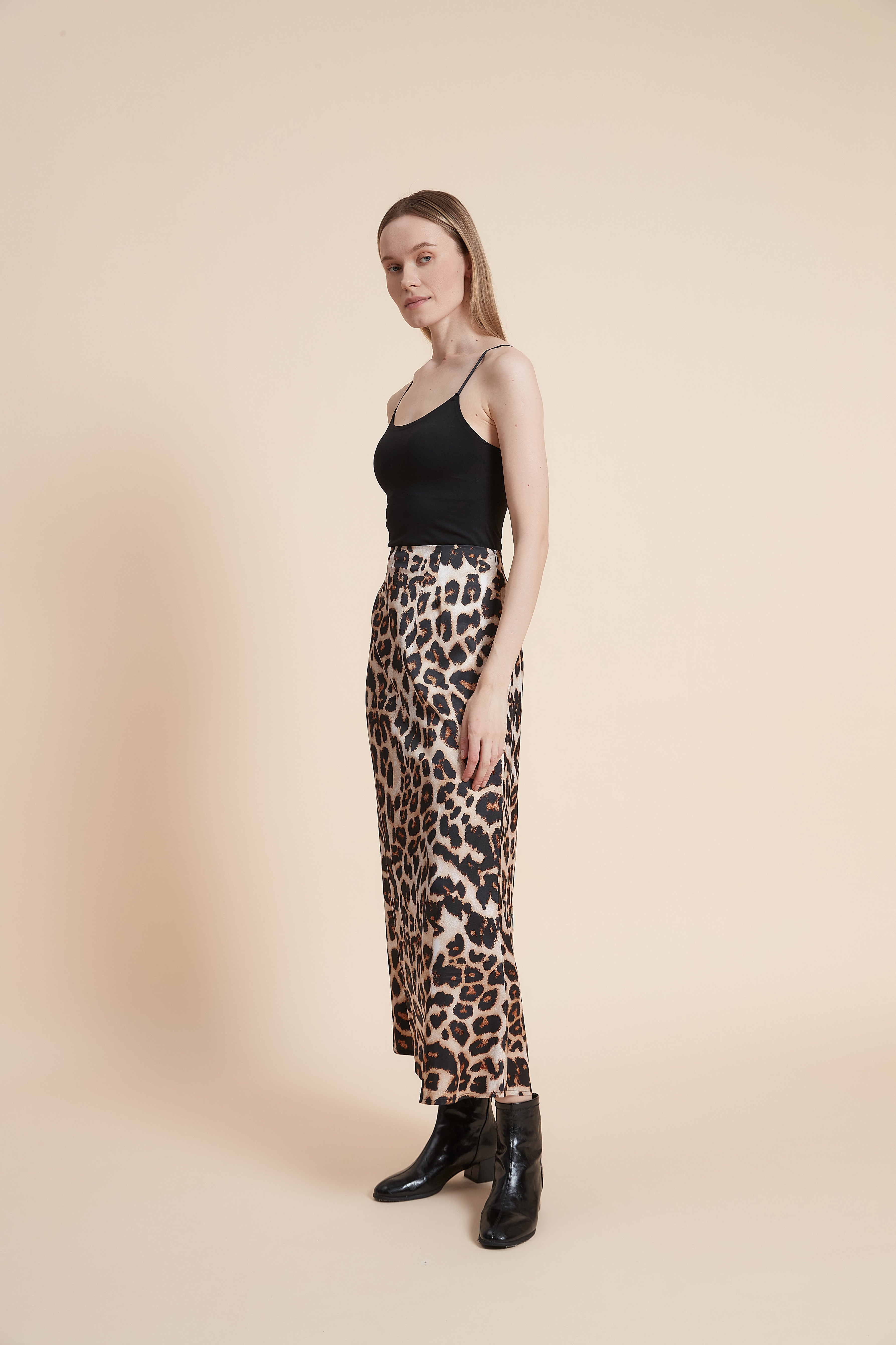 Tiger Print Midi Skirt