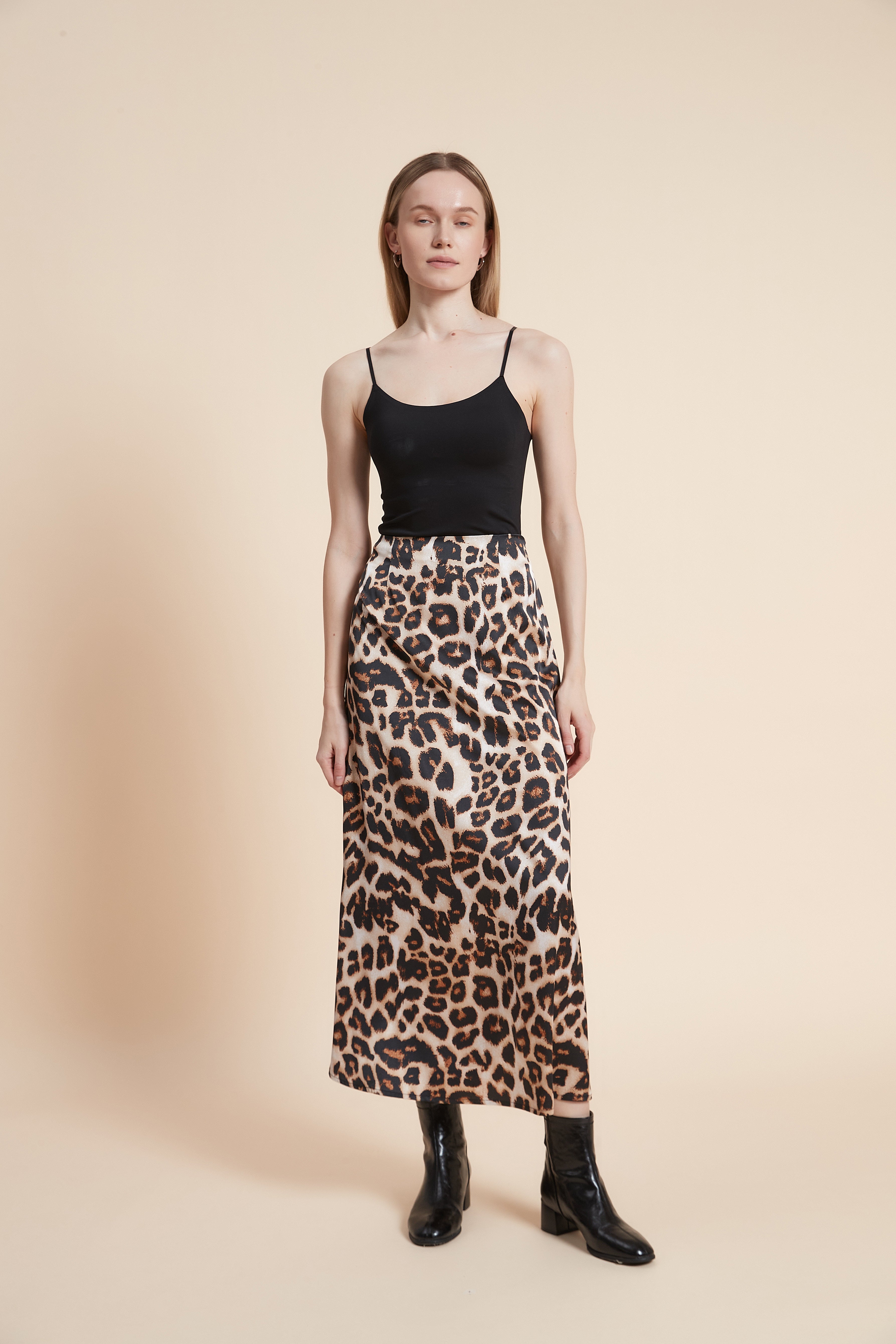 Tiger Print Midi Skirt