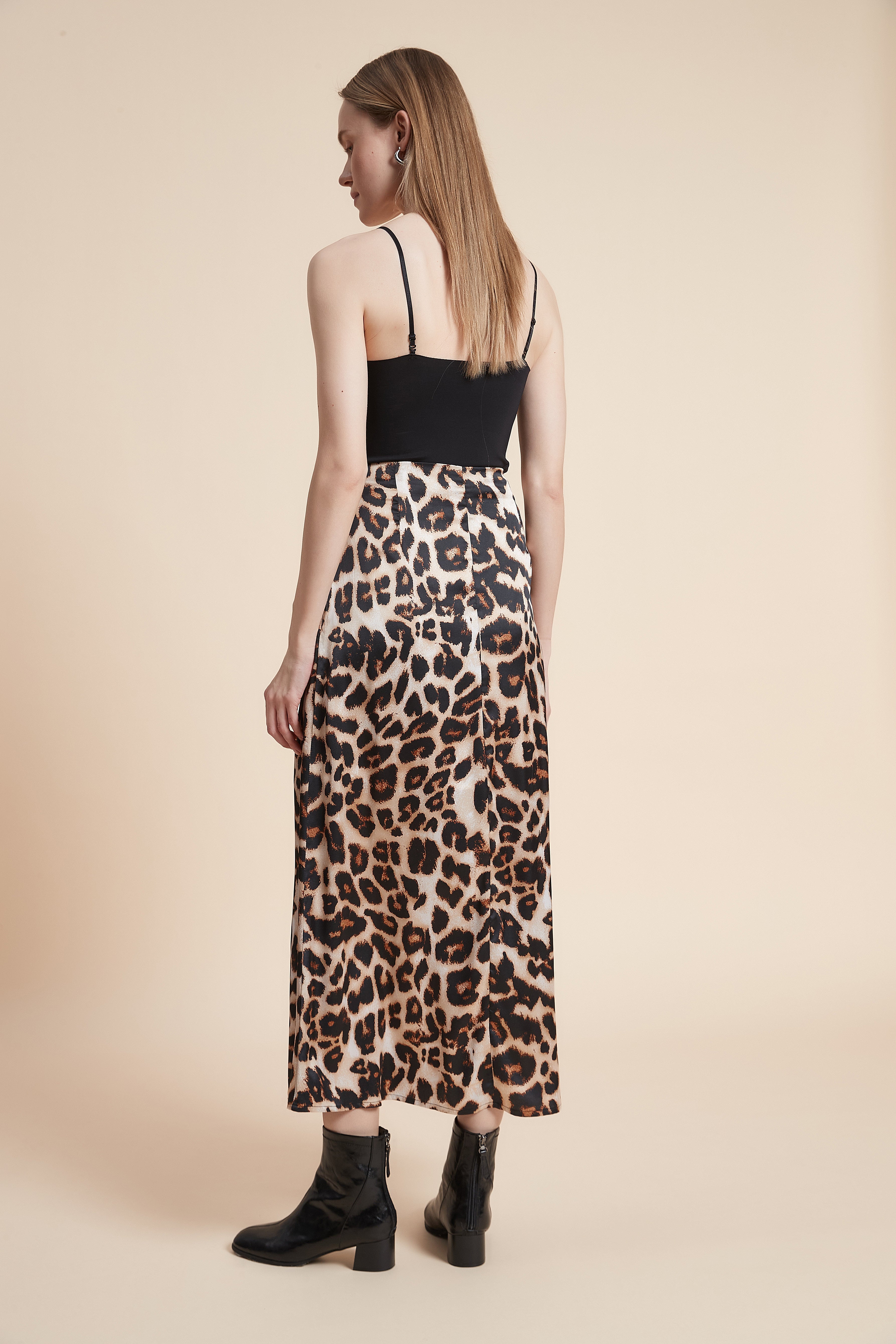 Tiger Print Midi Skirt