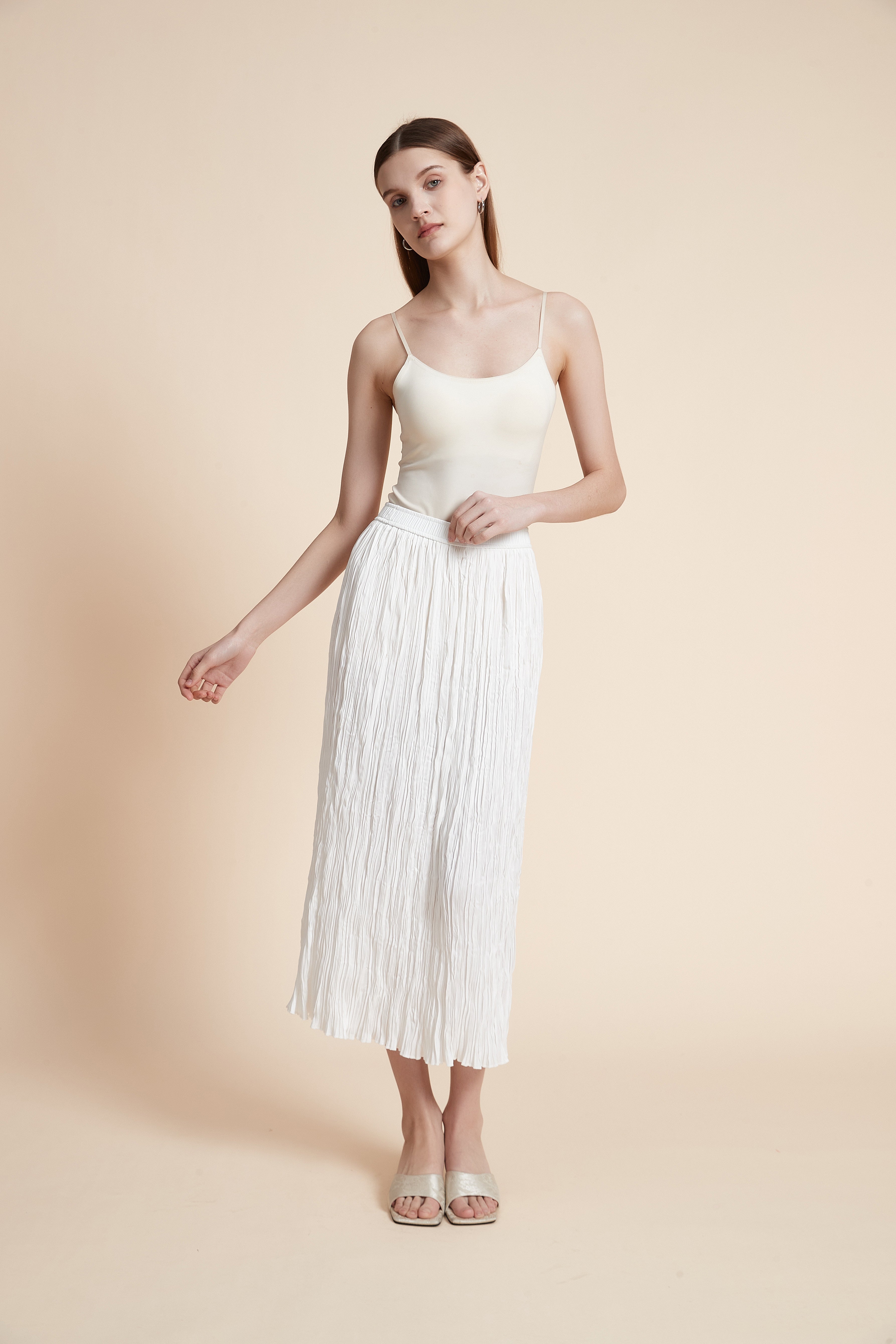 تنورة ميدي سادة مكشكشة قصة مستقيمة