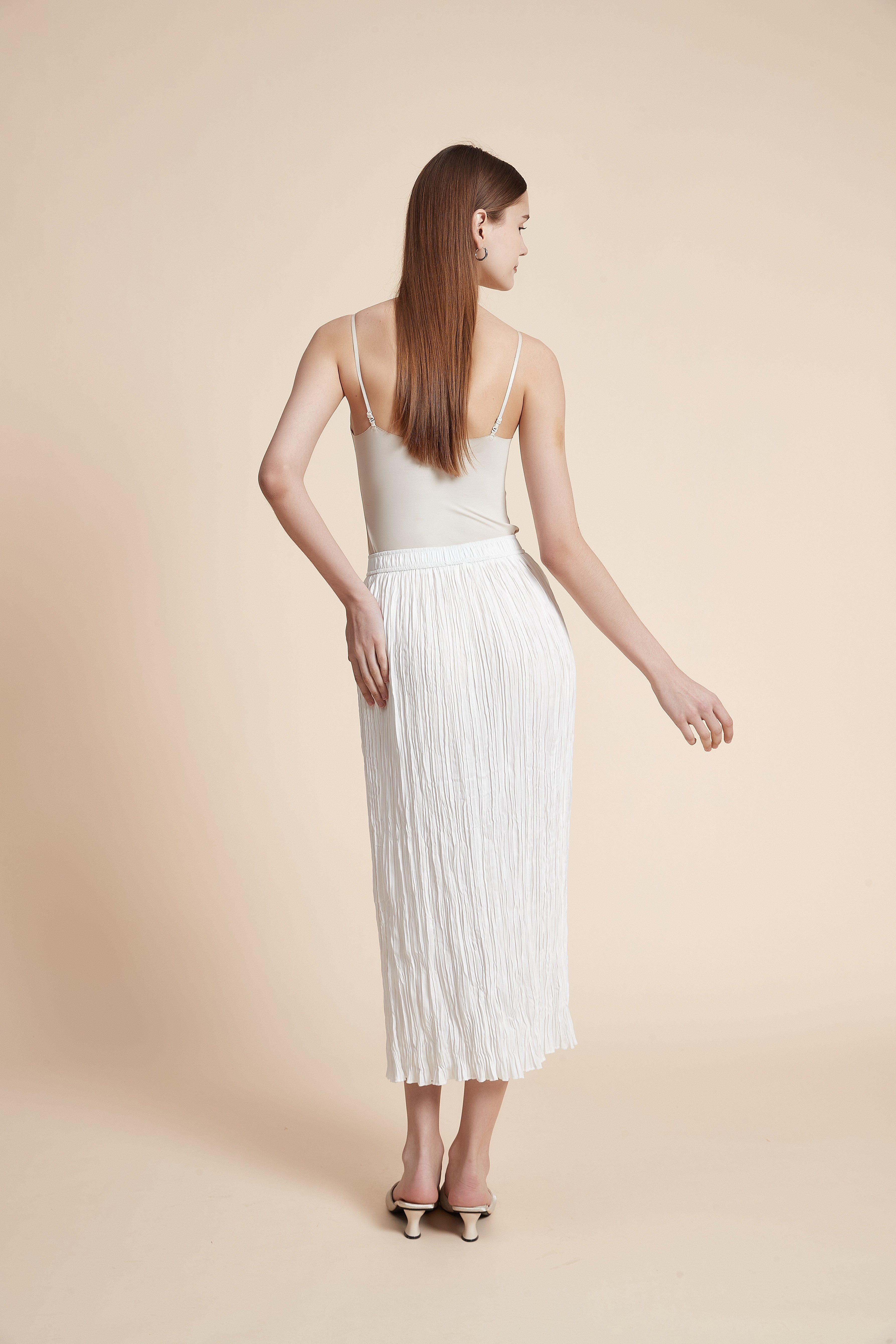 تنورة ميدي سادة مكشكشة قصة مستقيمة