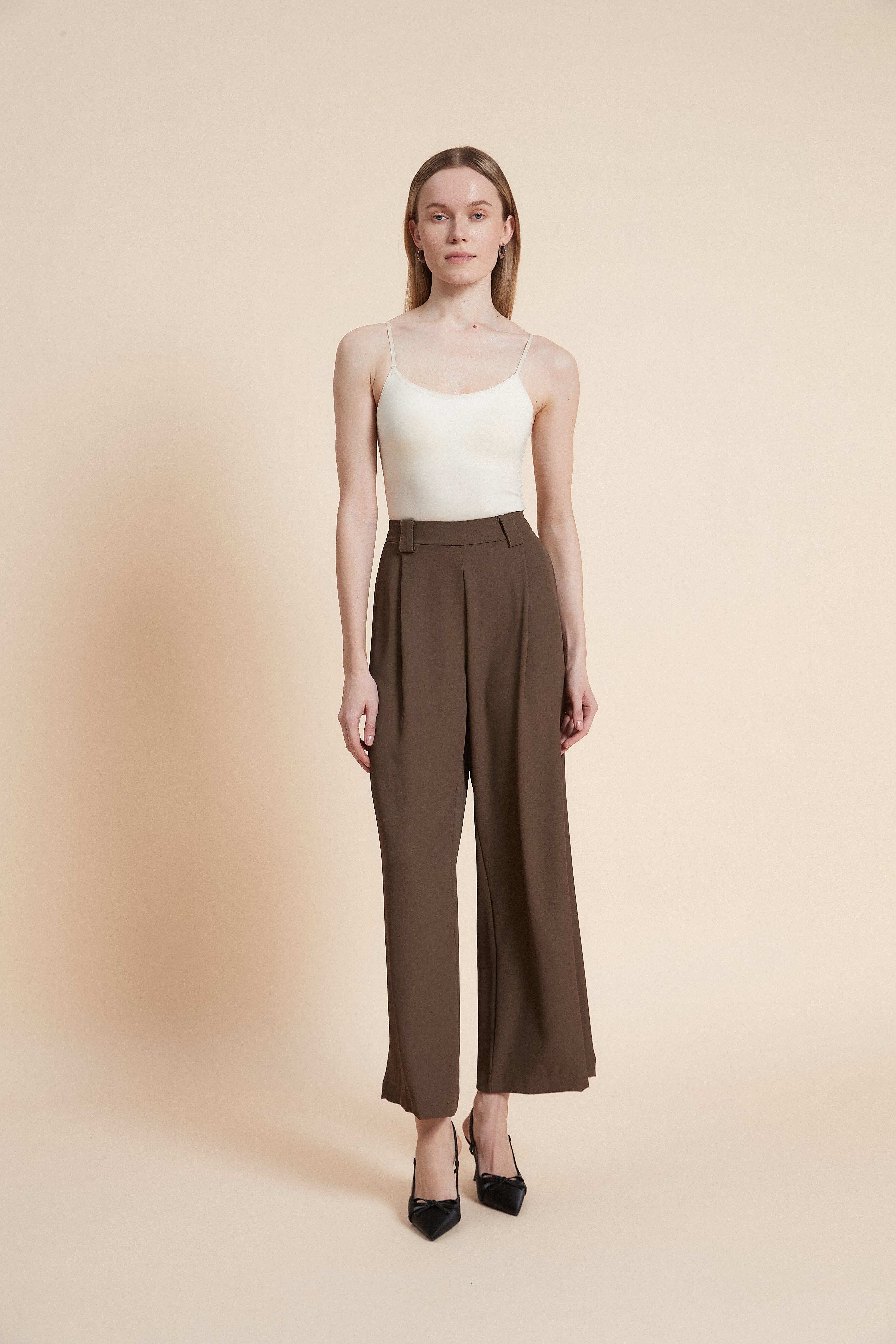 Plain Wide-leg Trousers