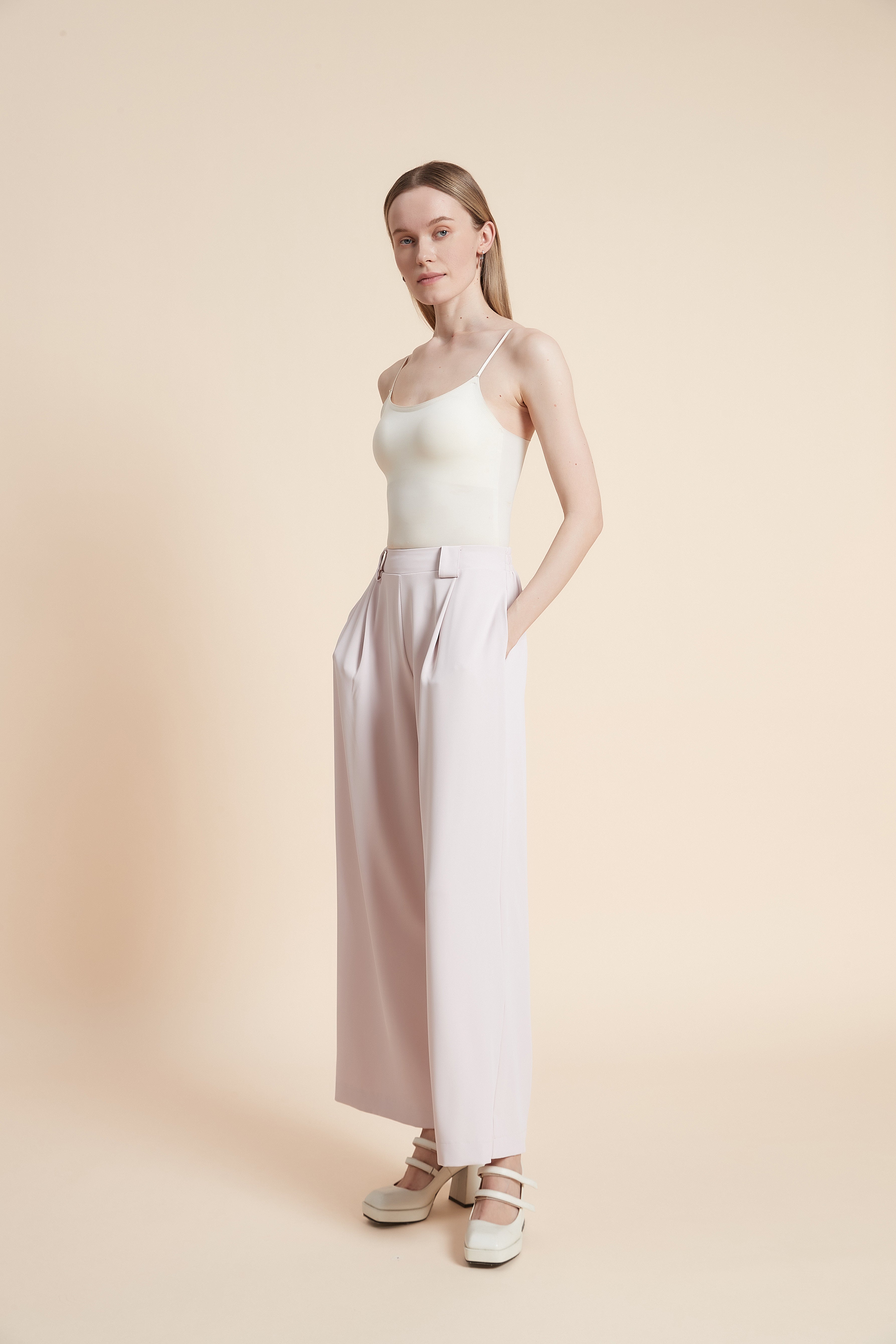 Plain Wide-leg Trousers