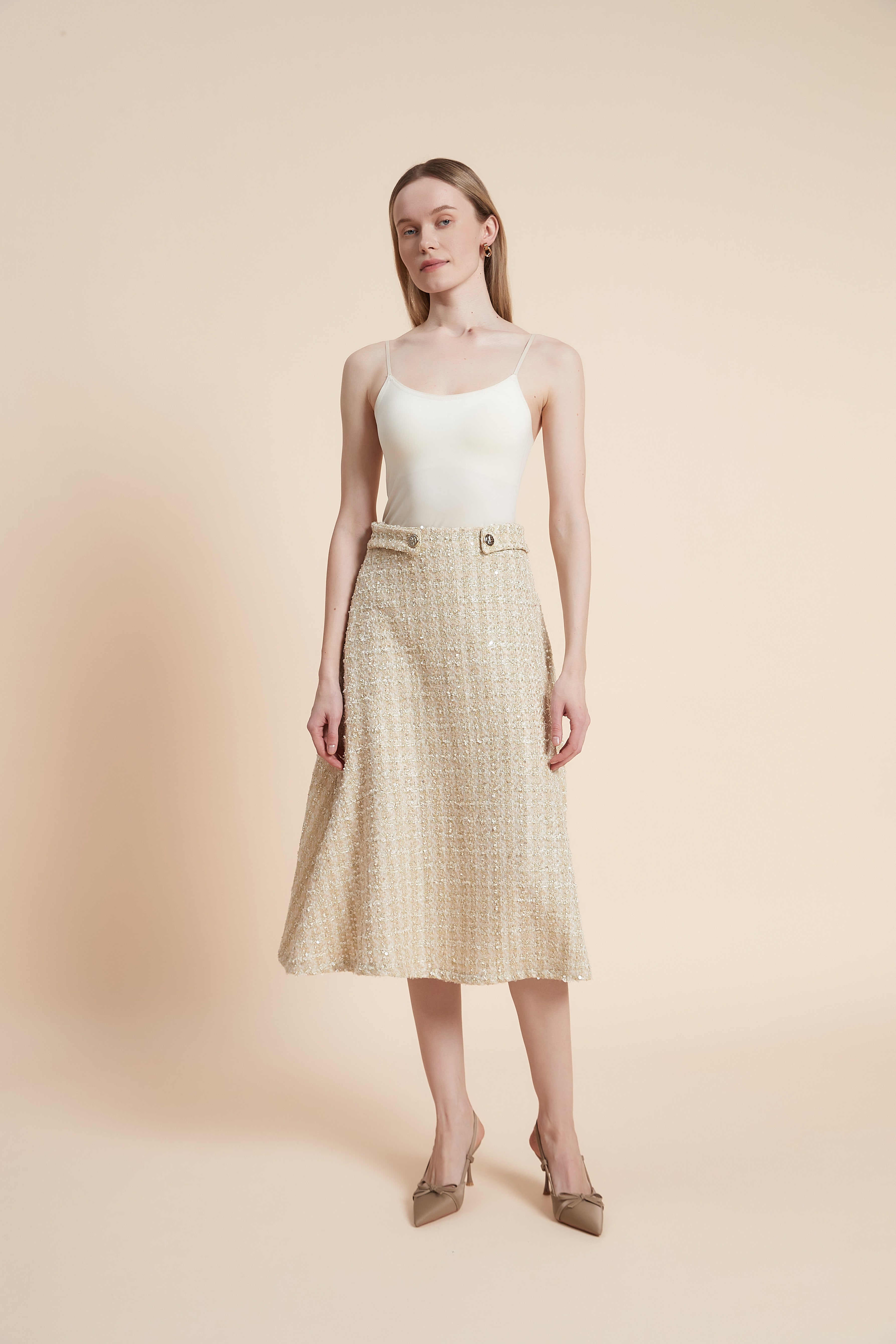 Striped Knee-Length Skirt