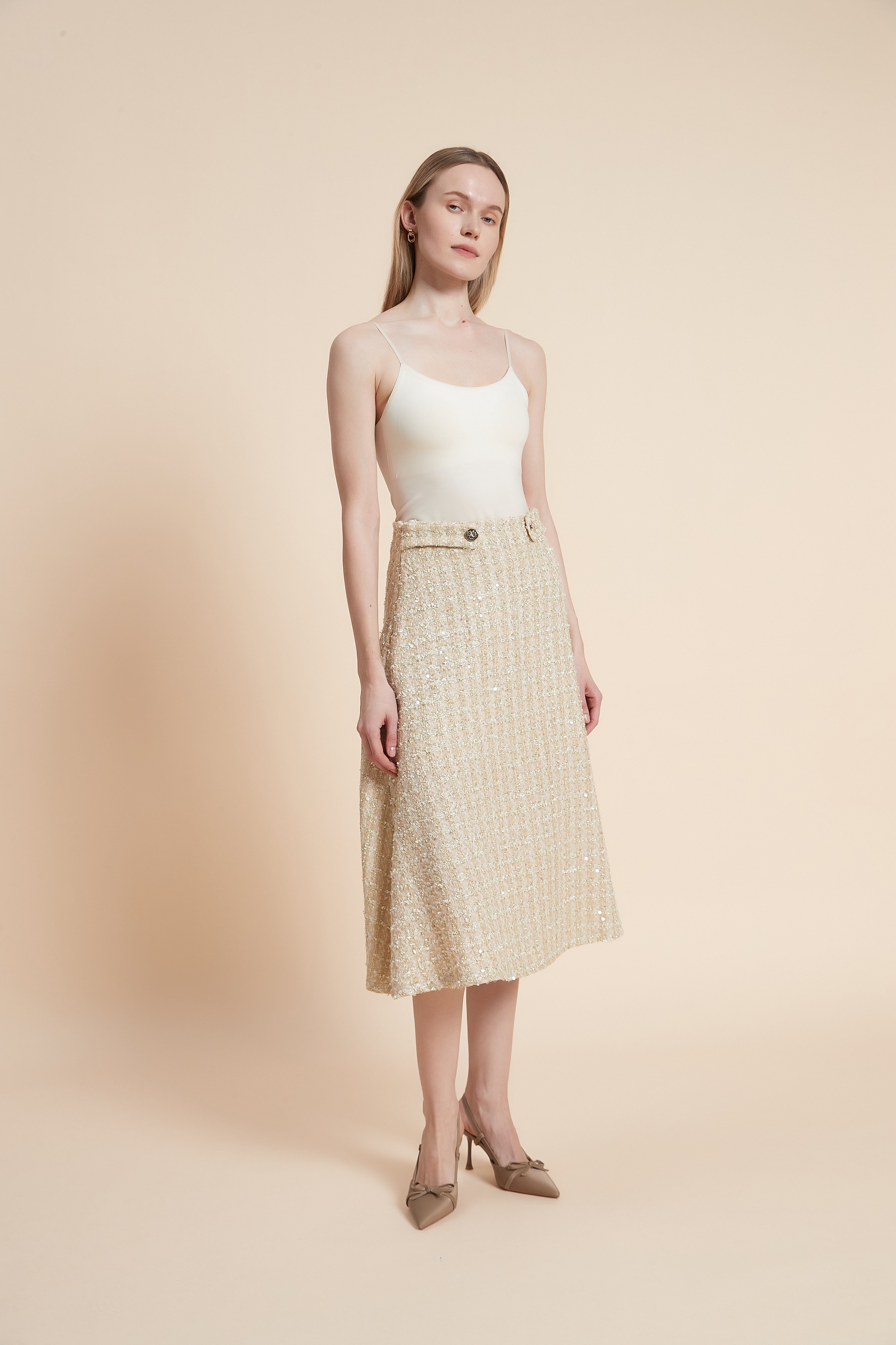 Striped Knee-Length Skirt