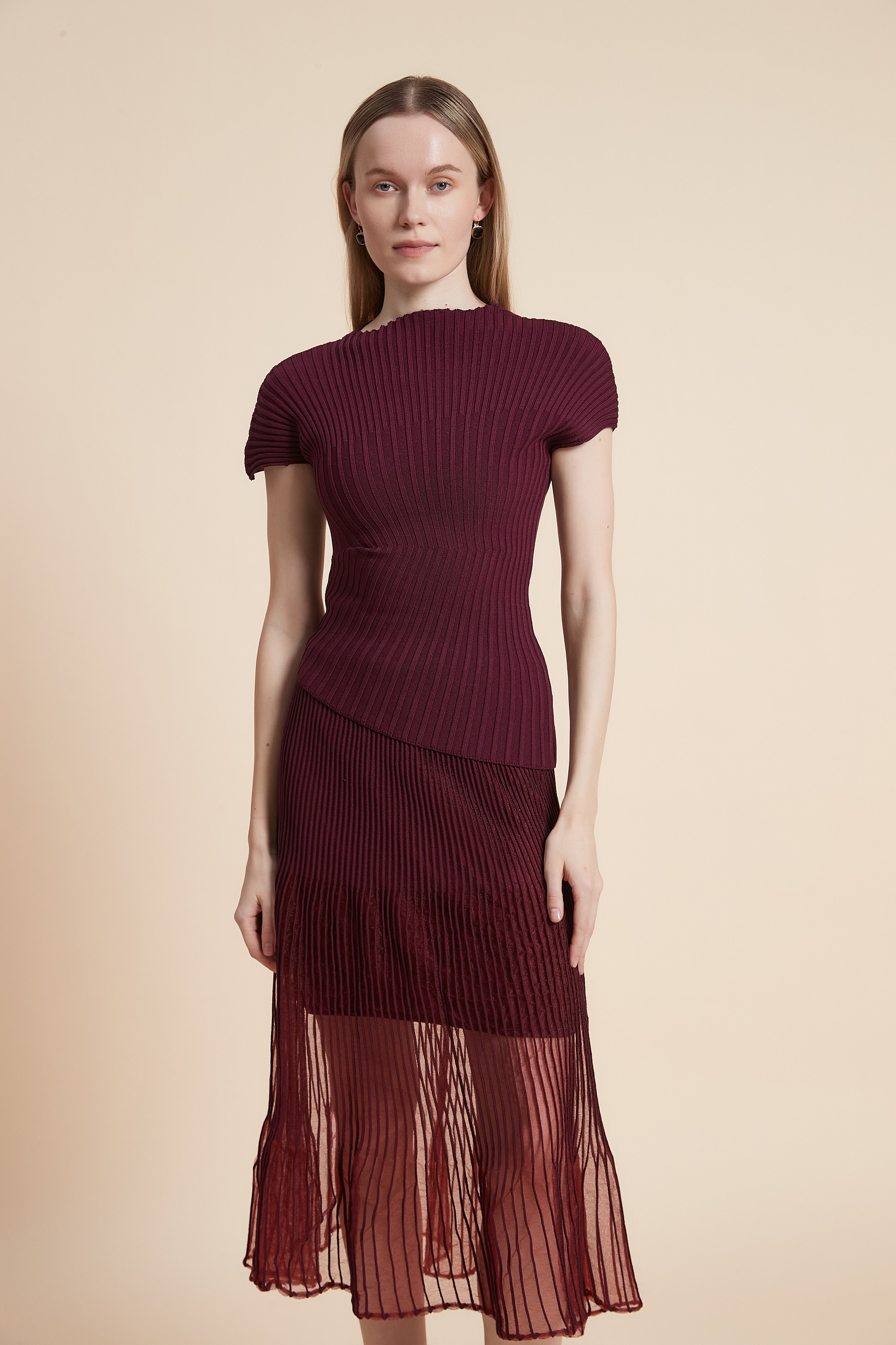 Plain Ribbed Top with Short Sleeves