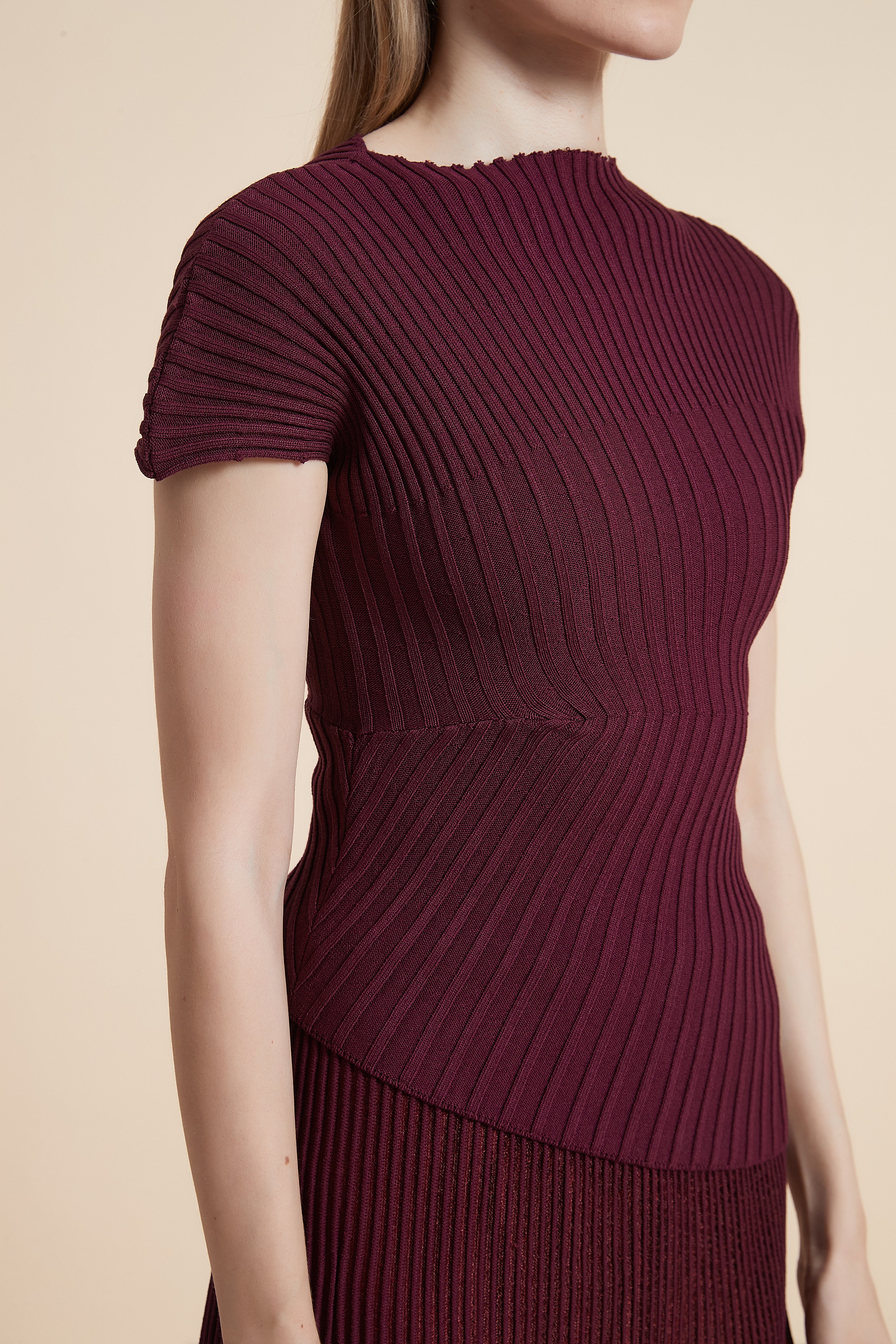 Plain Ribbed Top with Short Sleeves