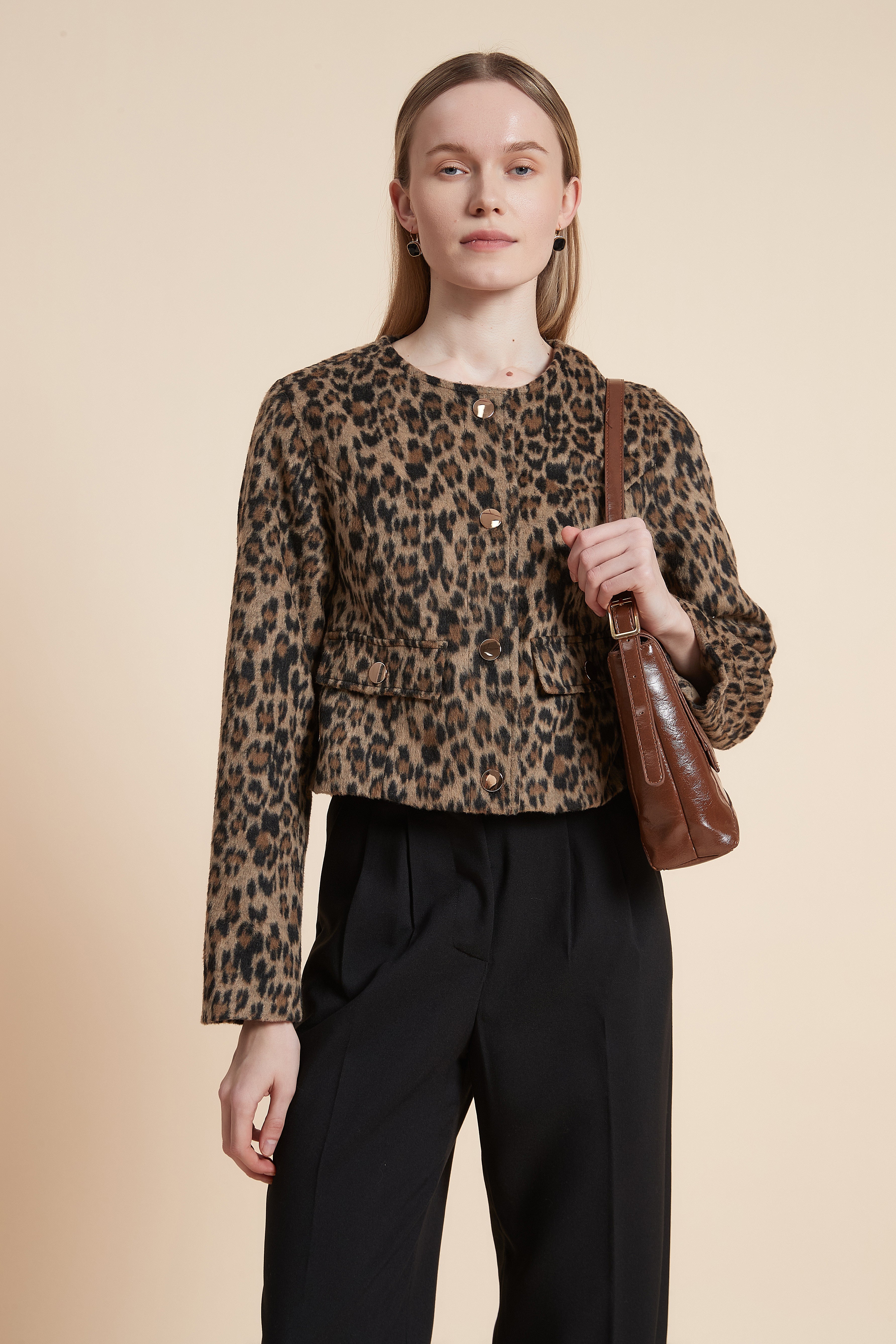 Long Sleeve Tiger Print Short Jacket