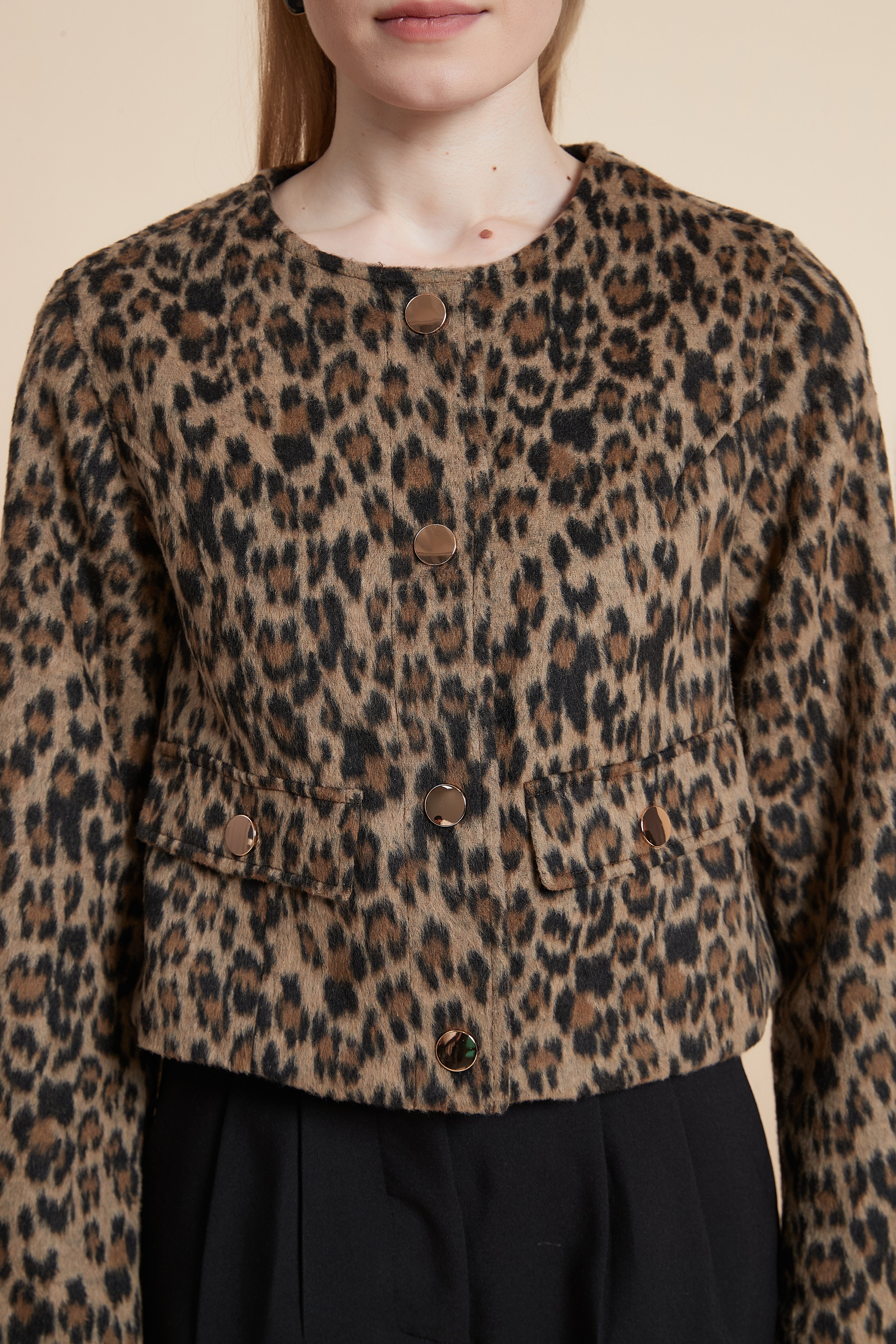 Long Sleeve Tiger Print Short Jacket