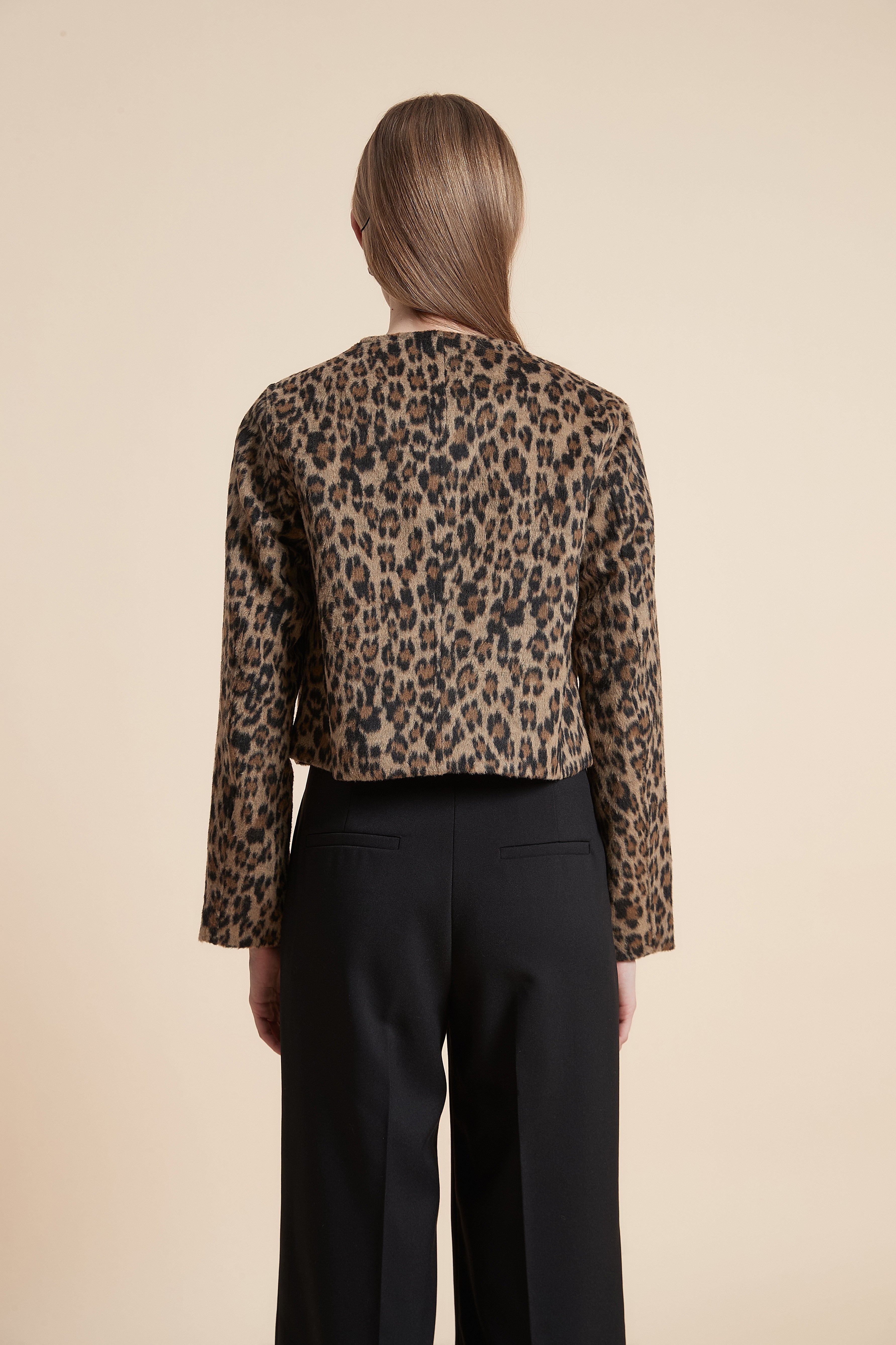 Long Sleeve Tiger Print Short Jacket