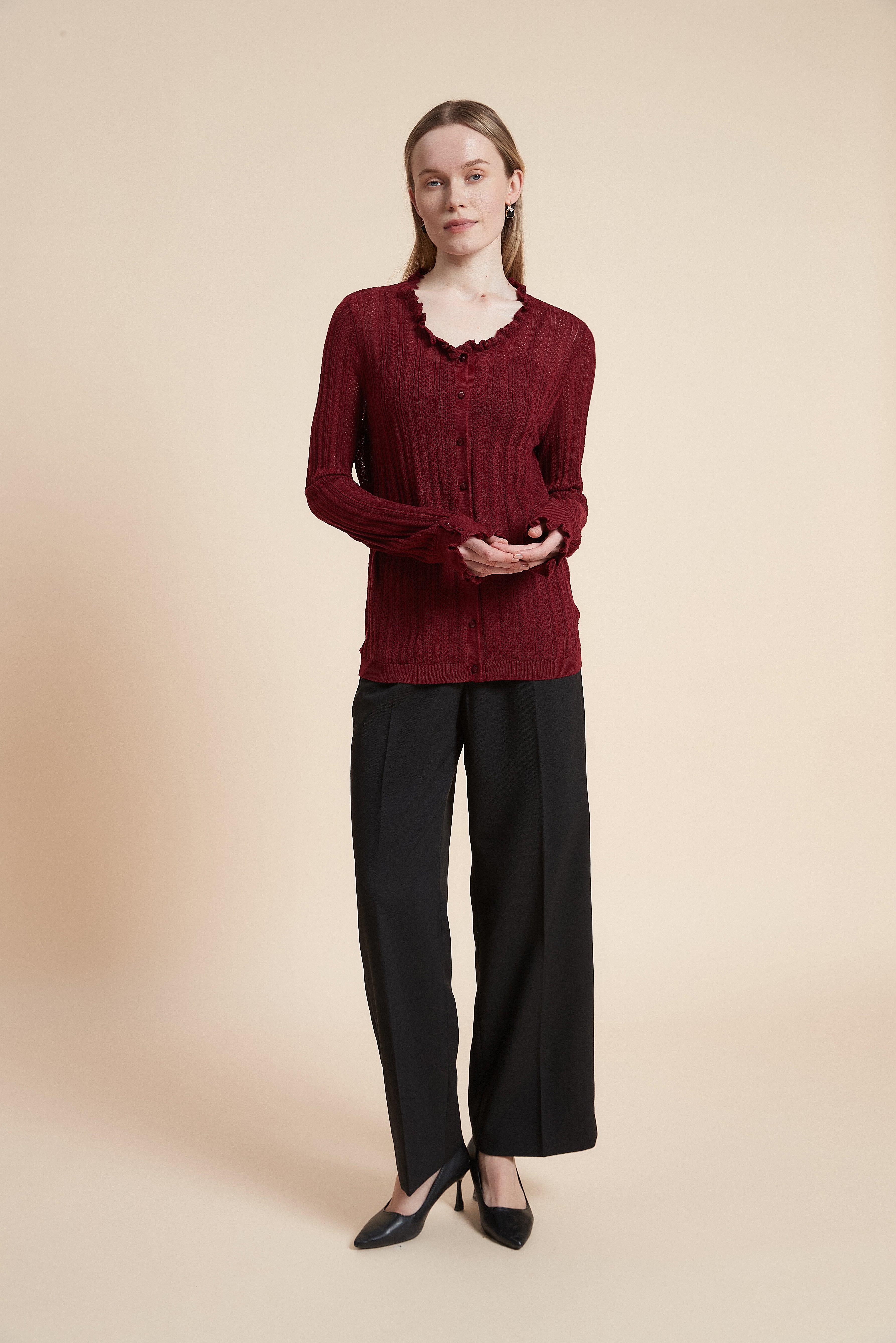 Long Sleeve Waist-Length Cardigan