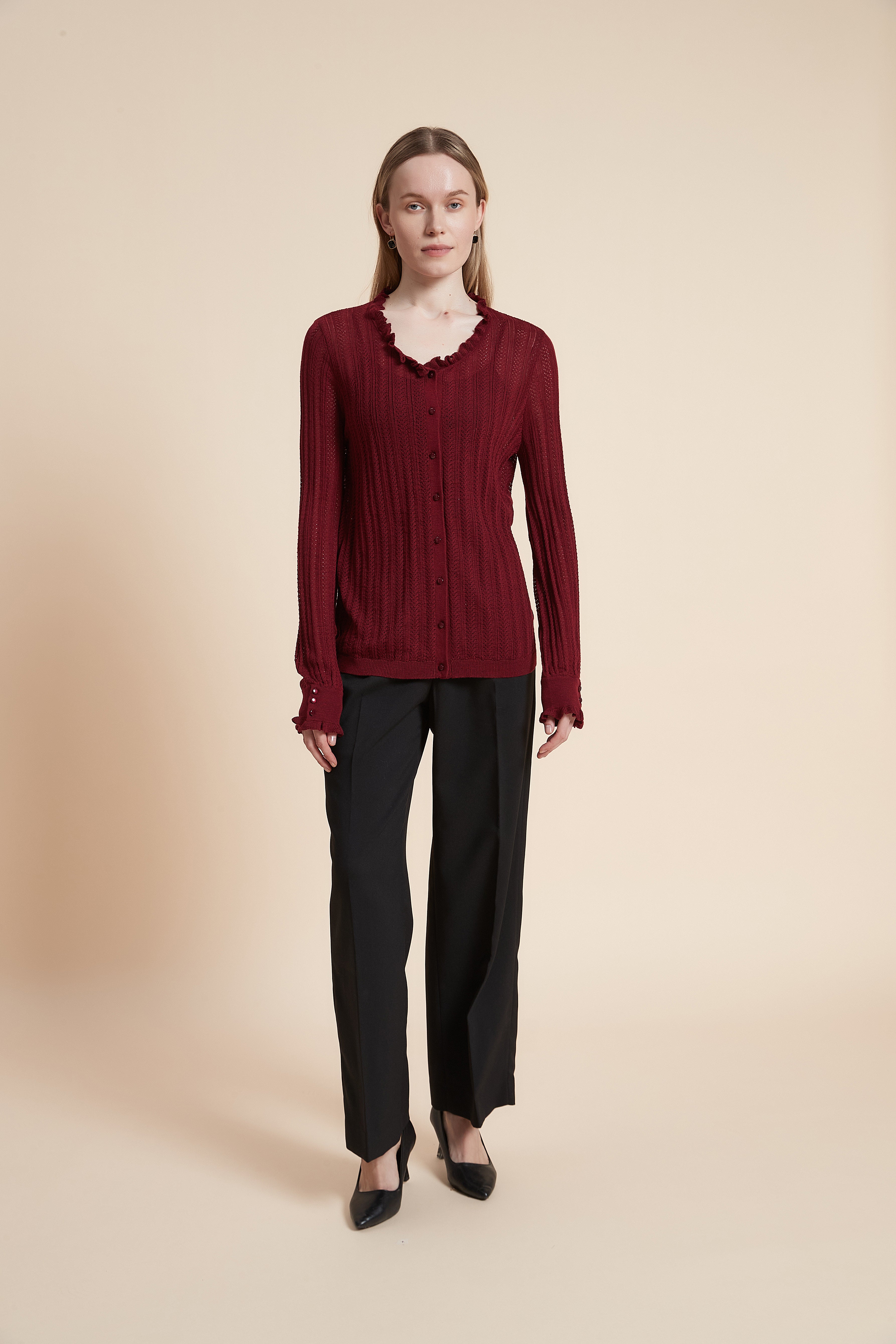 Long Sleeve Waist-Length Cardigan