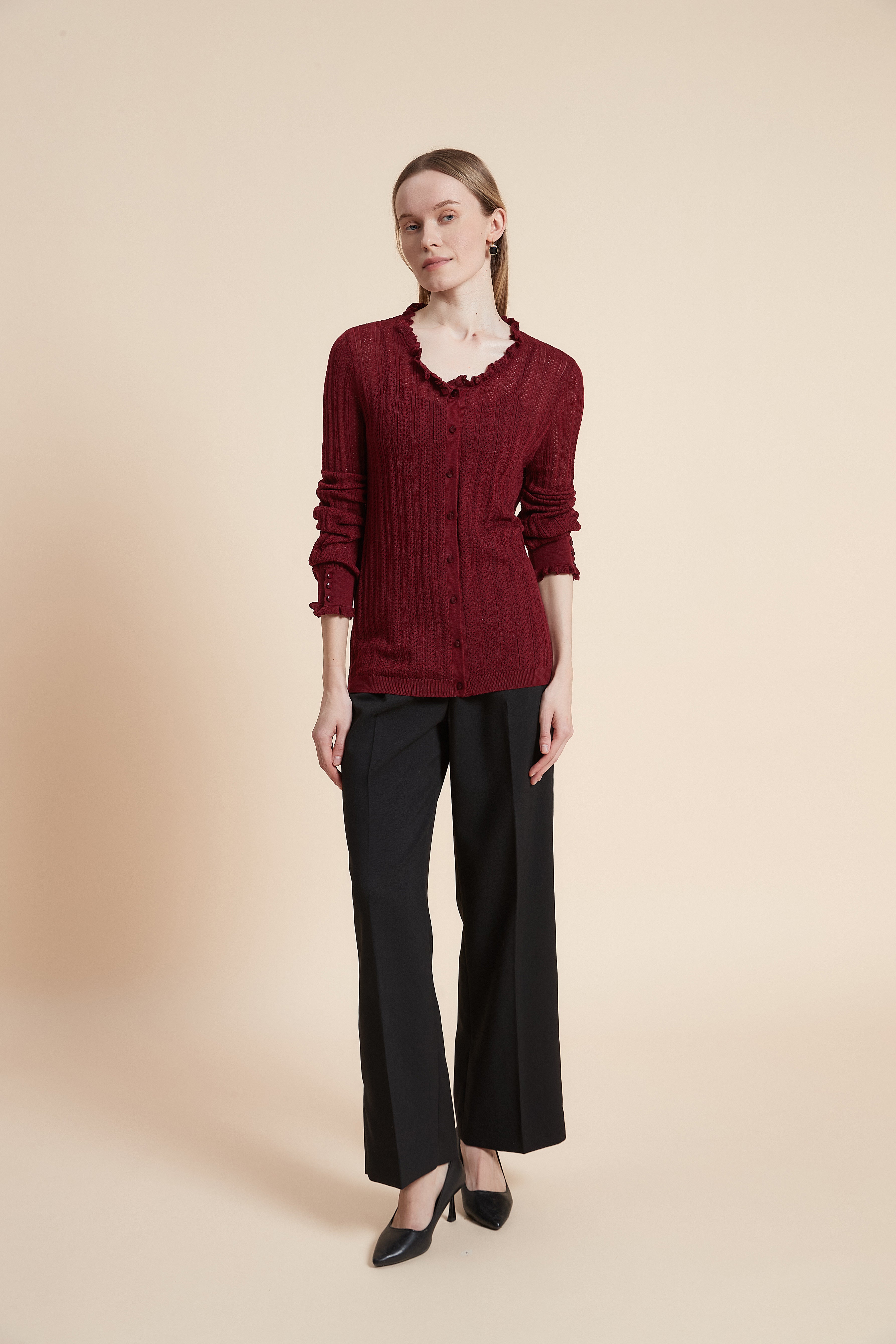 Long Sleeve Waist-Length Cardigan