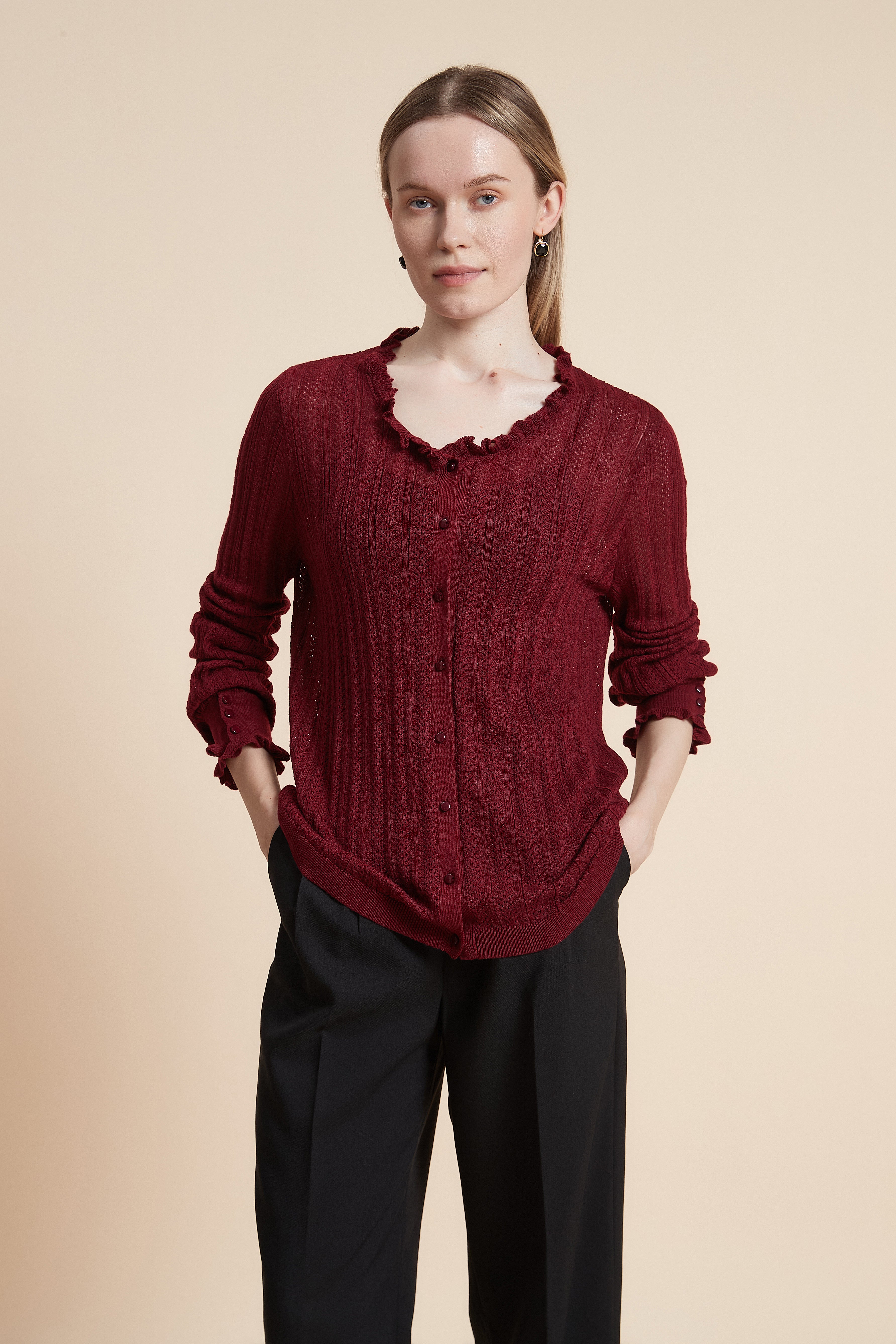 Long Sleeve Waist-Length Cardigan