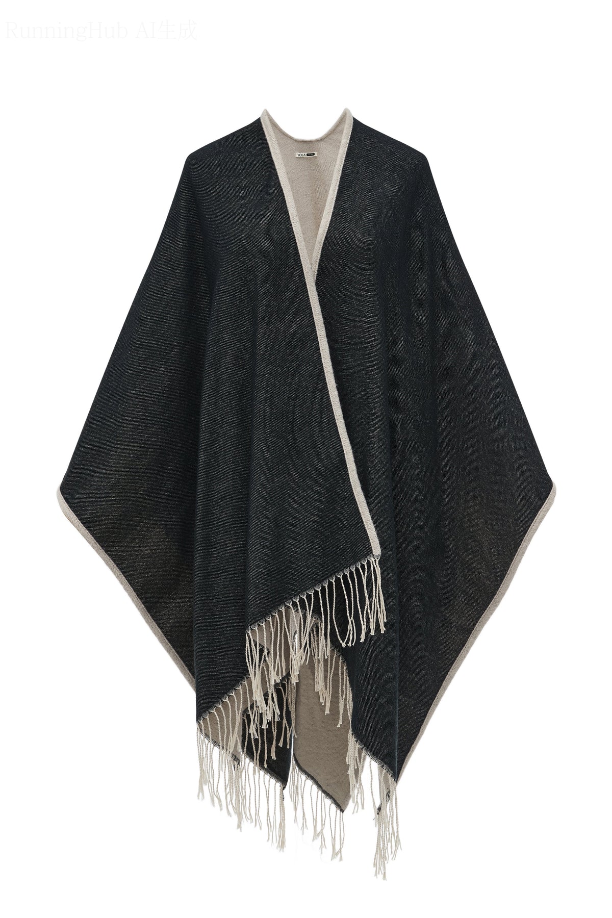 Long Poncho with Fringes