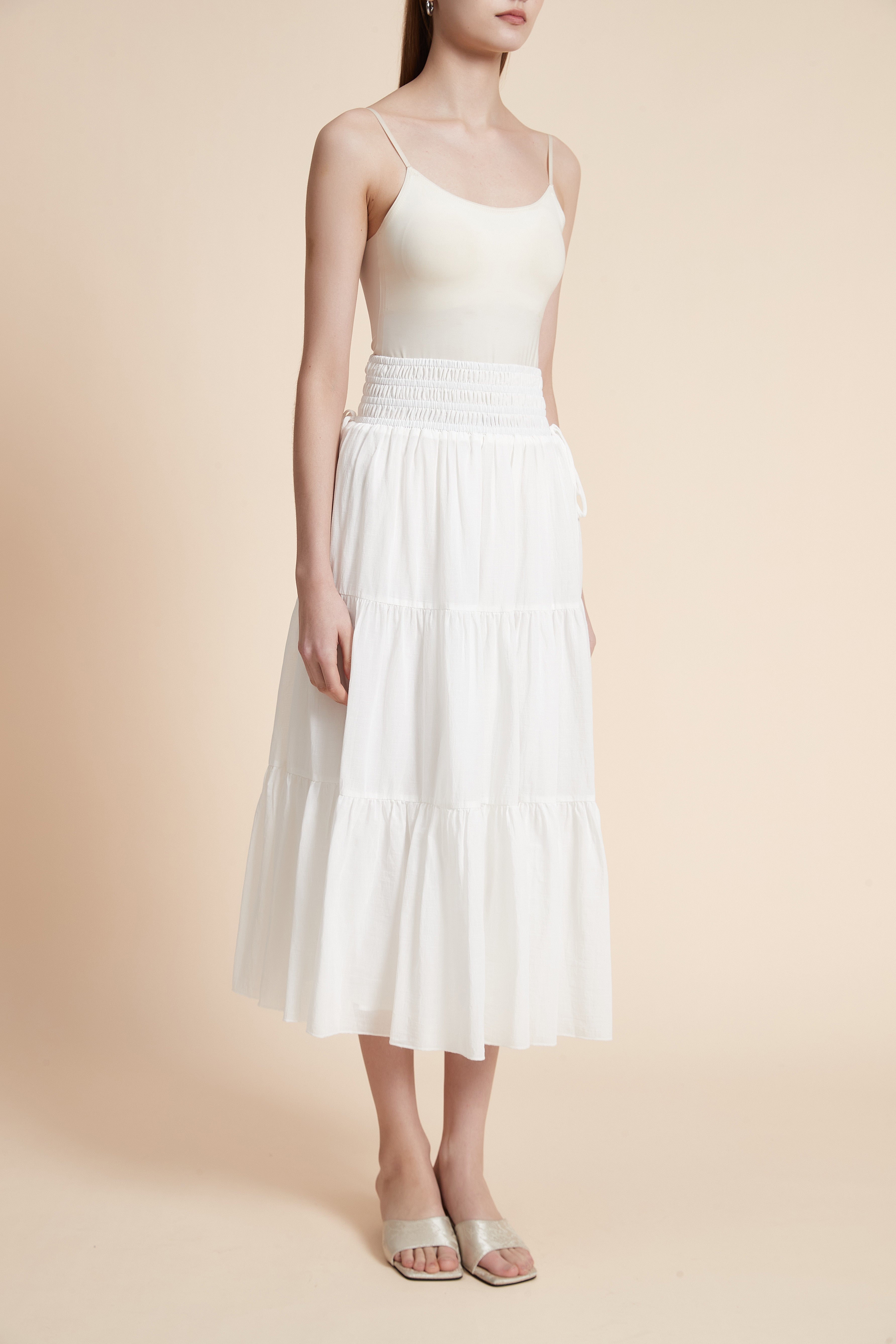 Solid Color Long Skirt with Elastic Waist