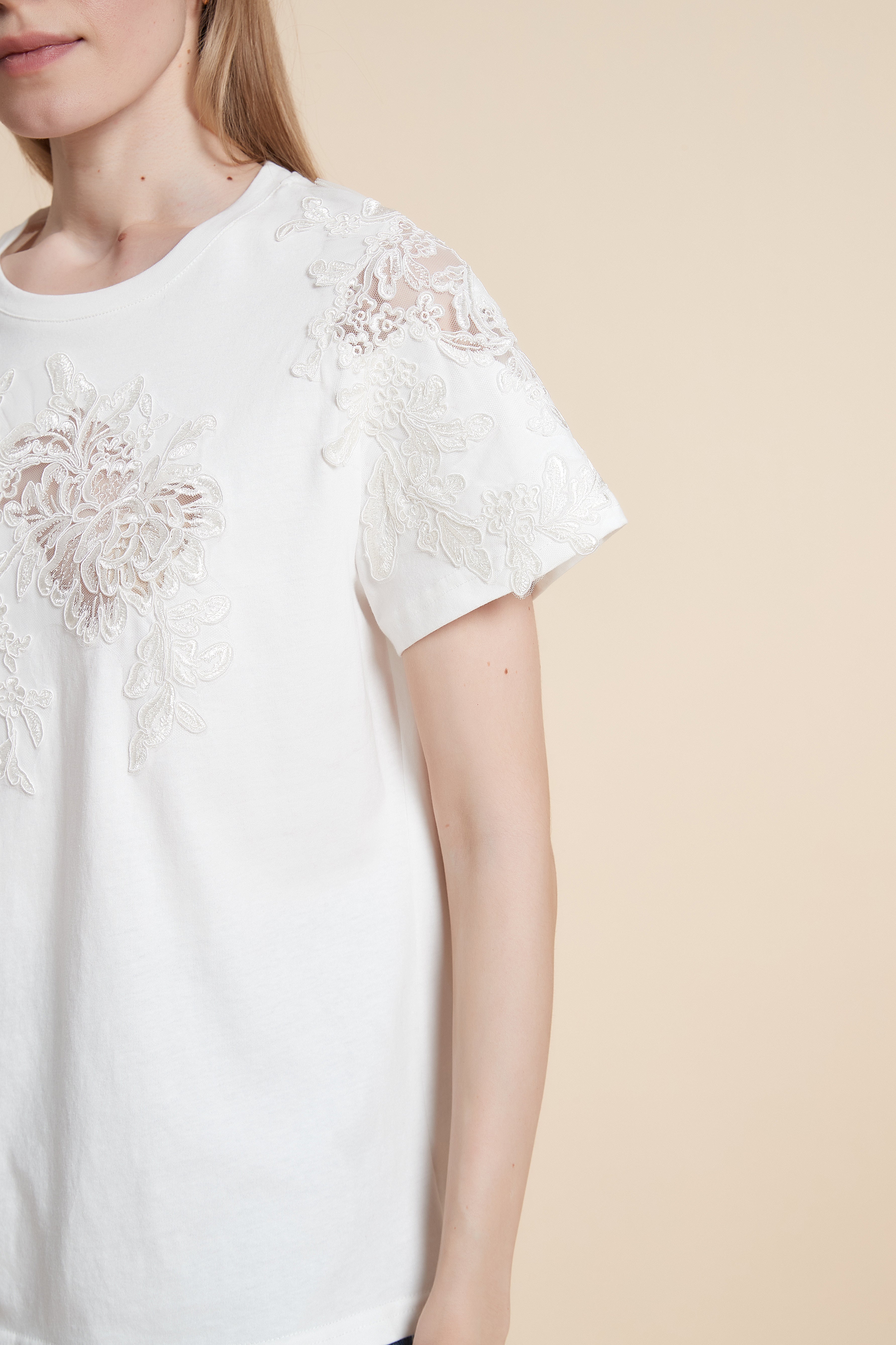 Plain Half Sleeve Lace Waist Top