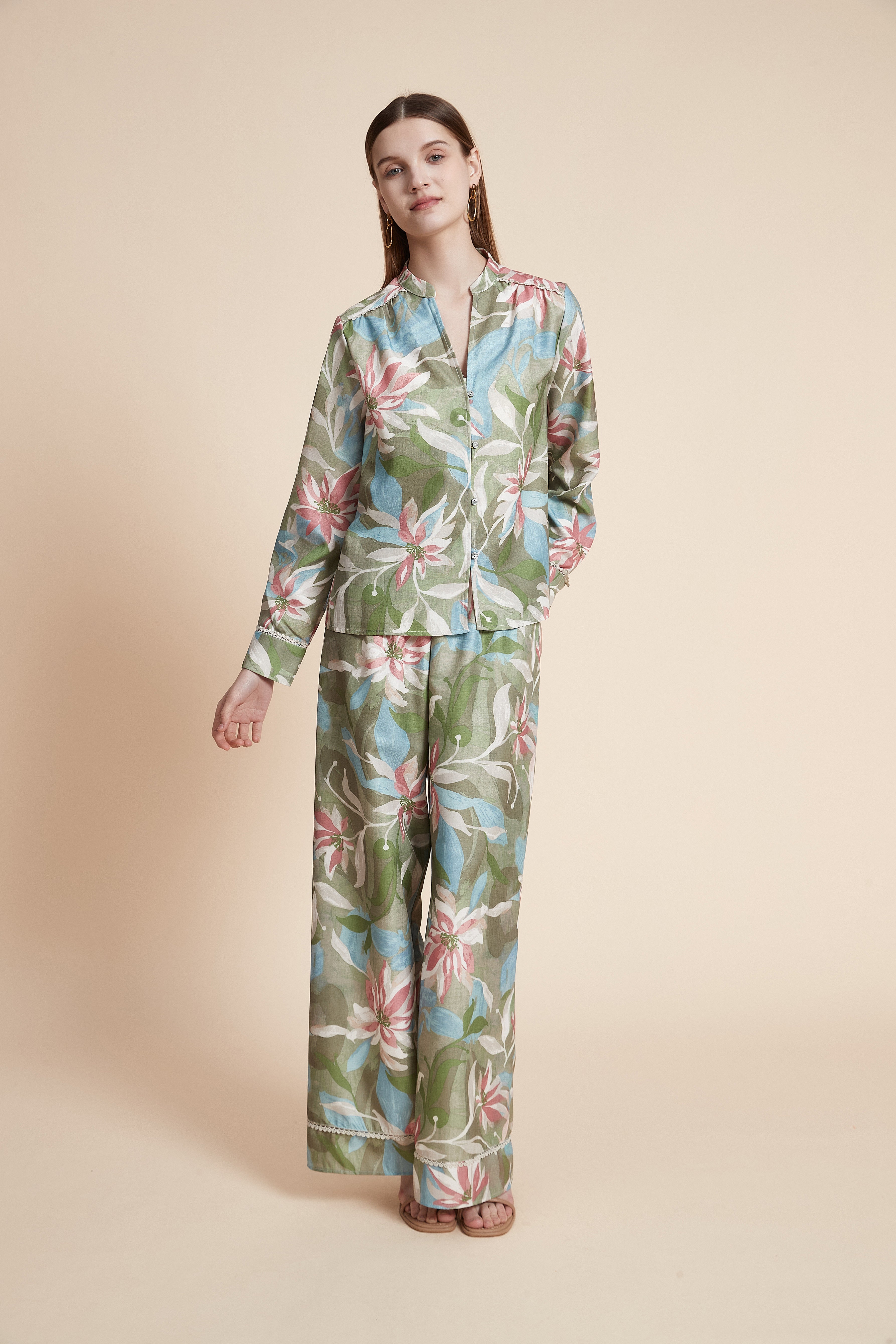 Long Sleeve Floral Print Blouse