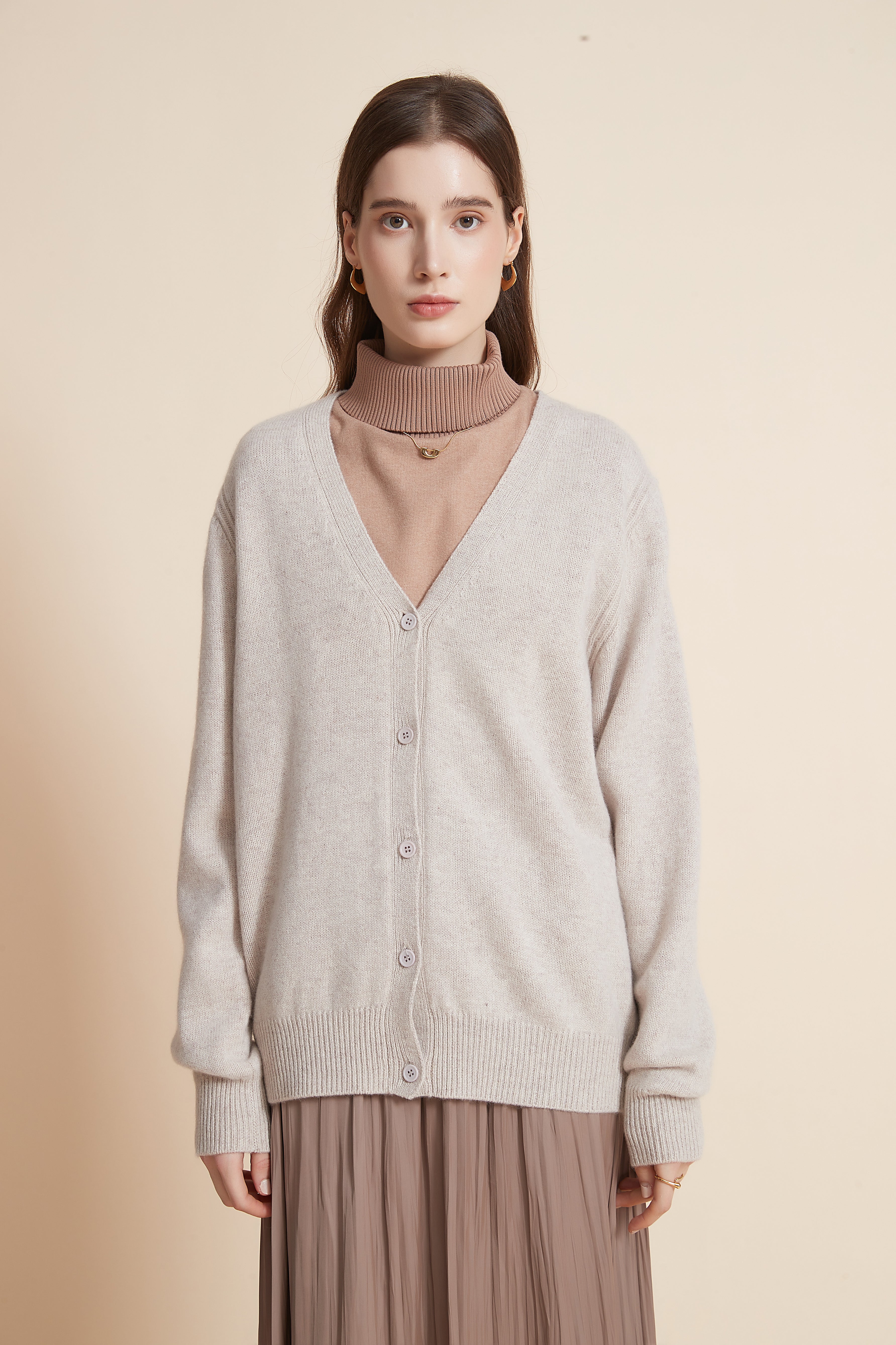 Yola Plain Cardigan with Buttons, Long Sleeves