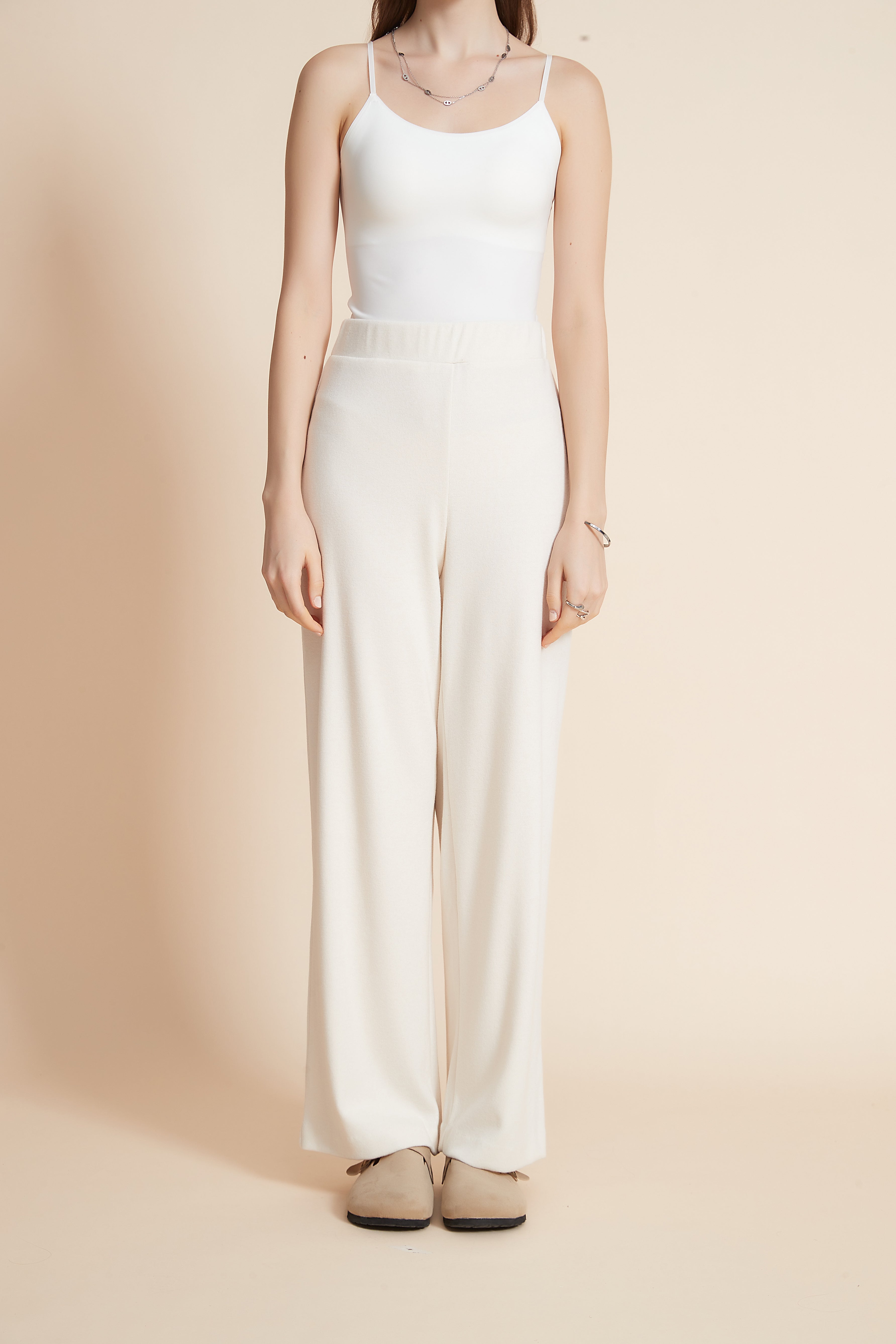 Yola Plain Wide Elastic Waist Pants