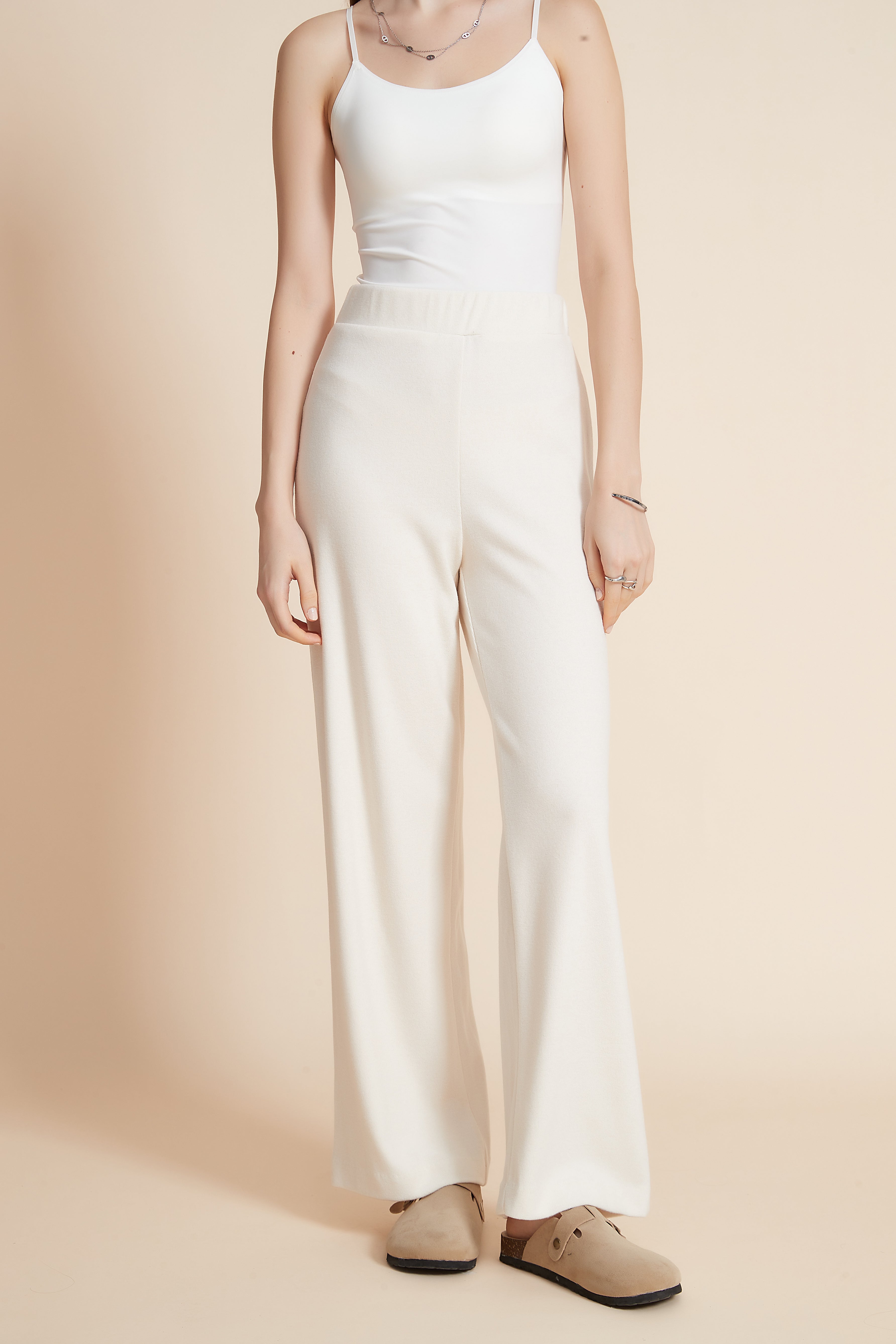 Yola Plain Wide Elastic Waist Pants