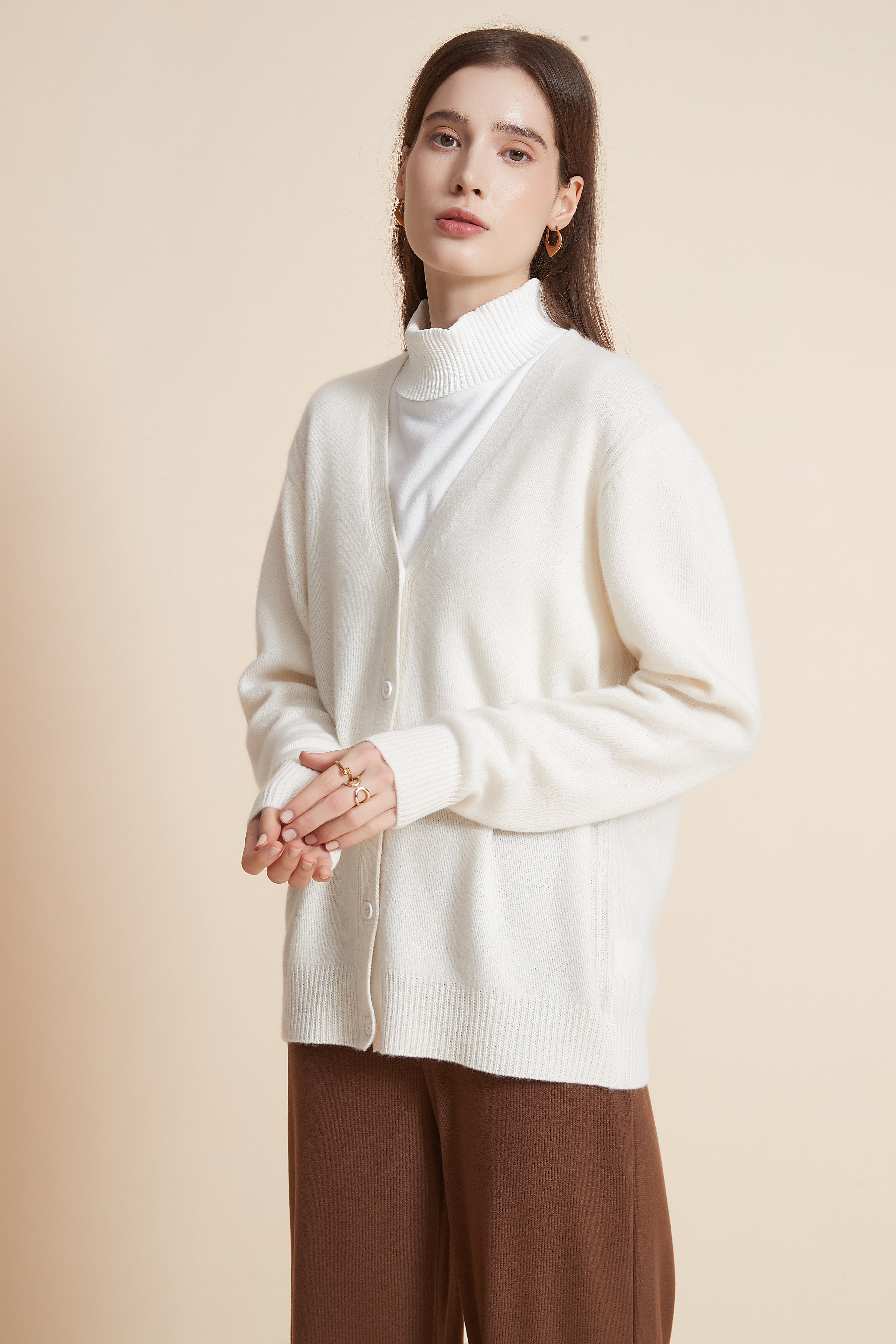 Yola Plain Cardigan with Buttons, Long Sleeves