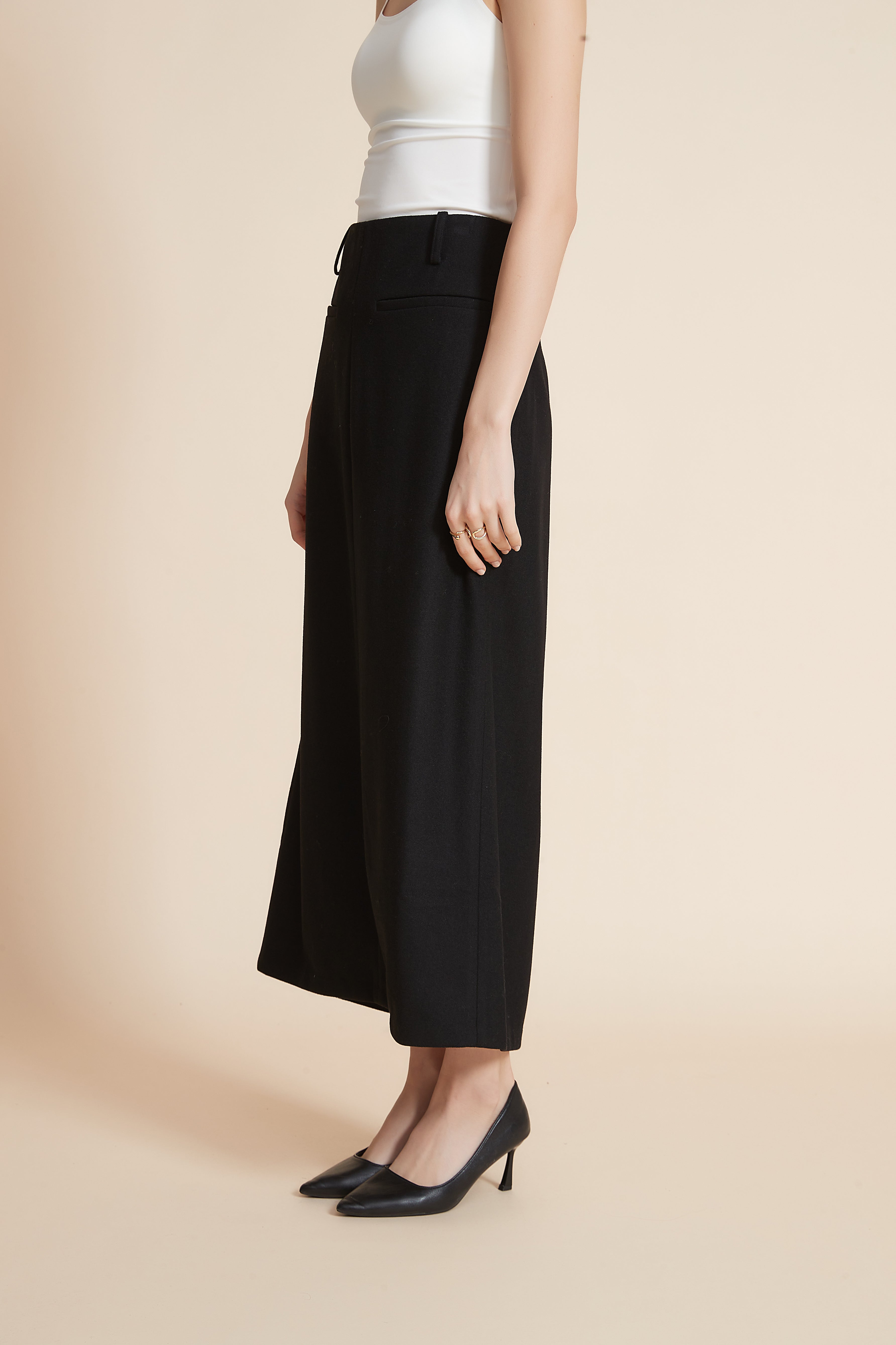 Plain Back Split Wide Midi Skirt