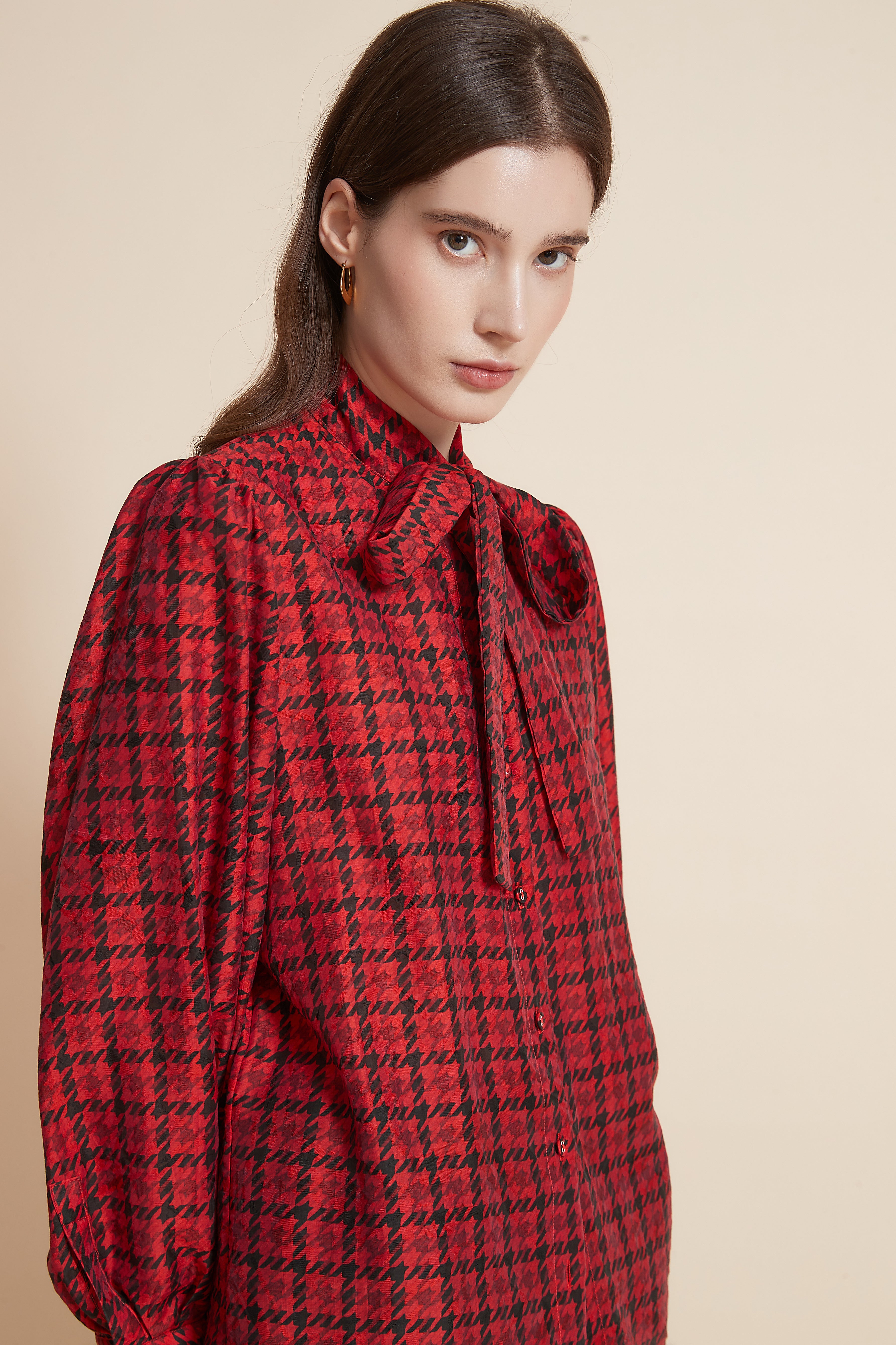 Yola Long Sleeve Shirt with Bow Tie Collar