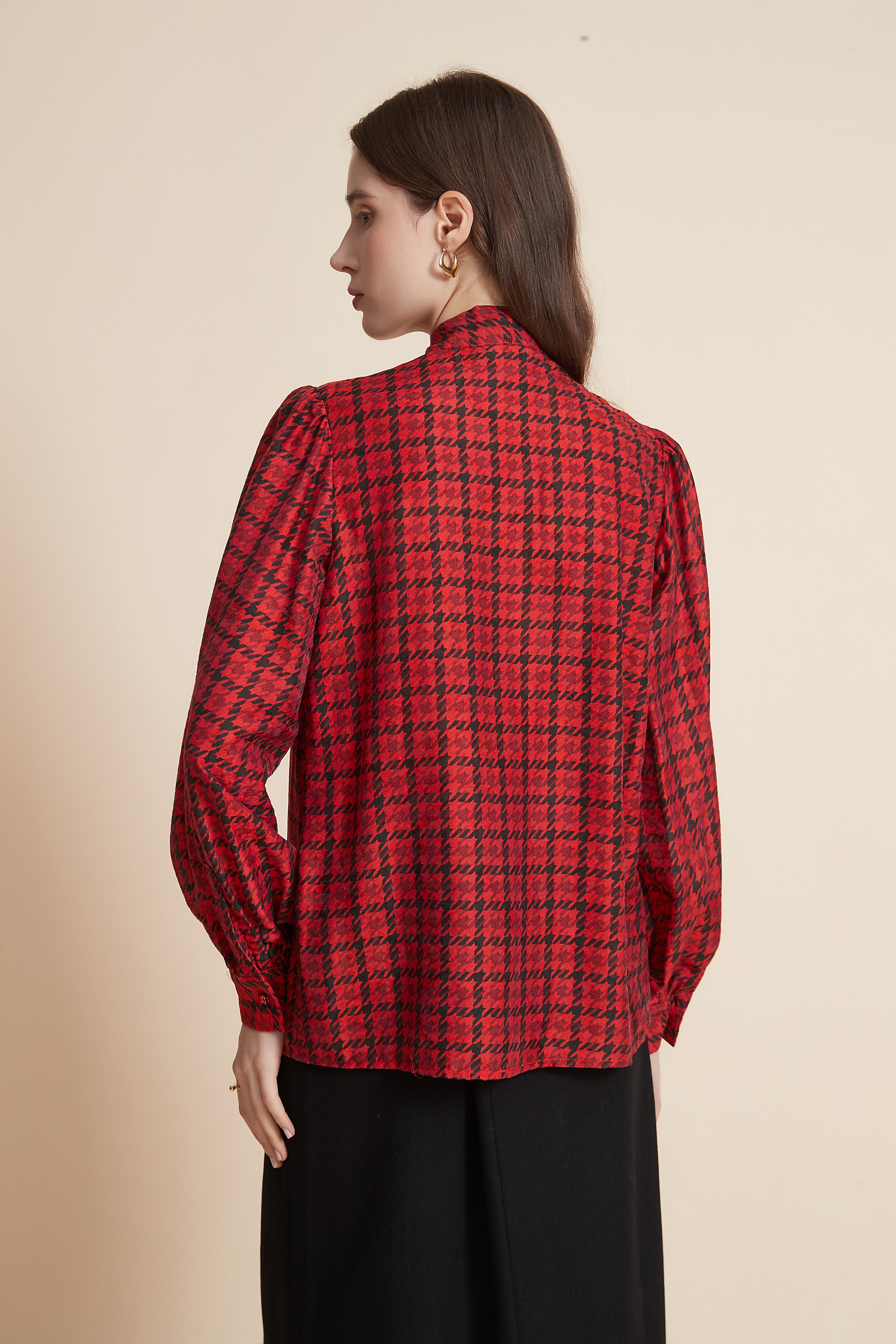 Long Sleeve Shirt with Bow Tie Collar