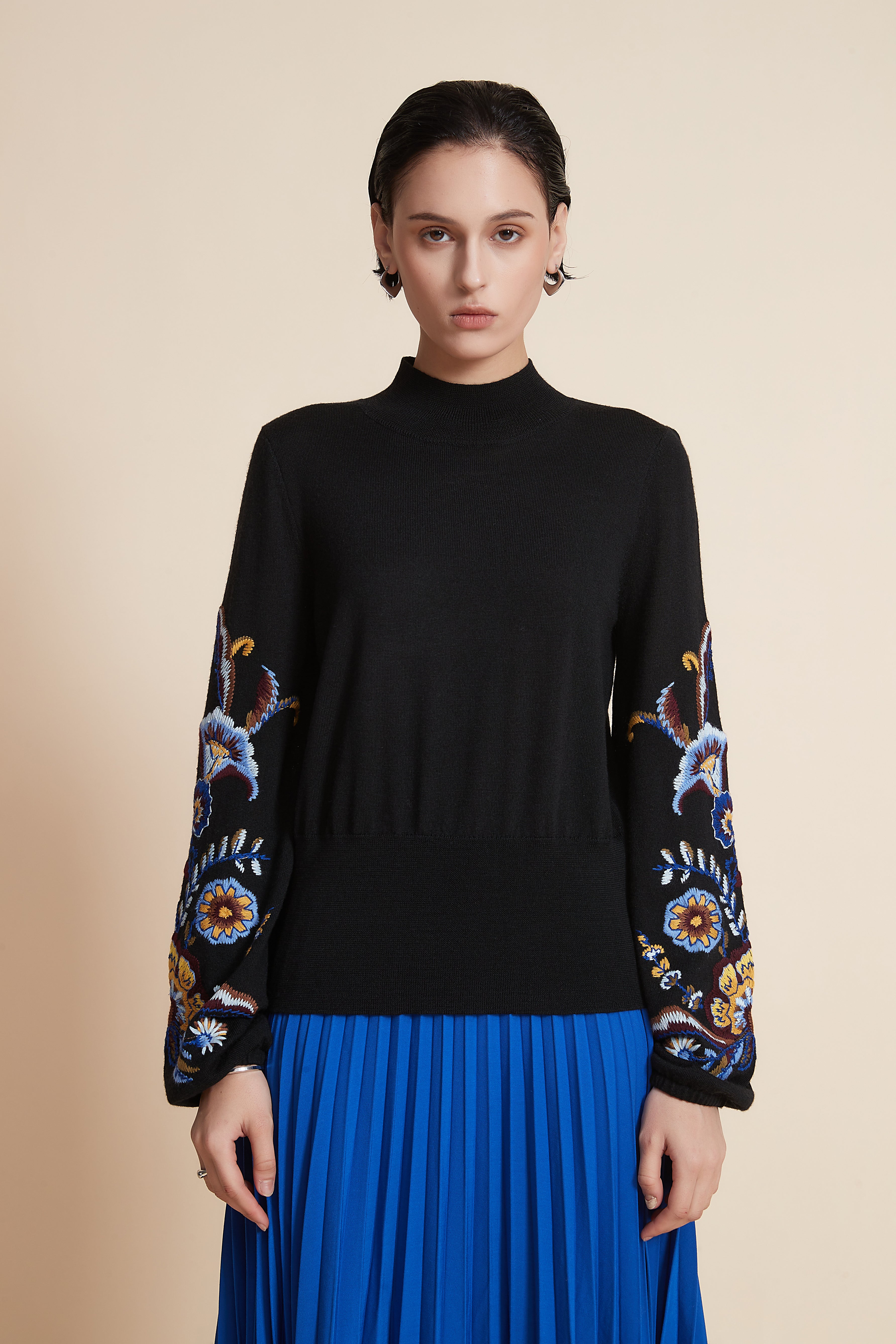 Yola Plain Embroidered Sweater