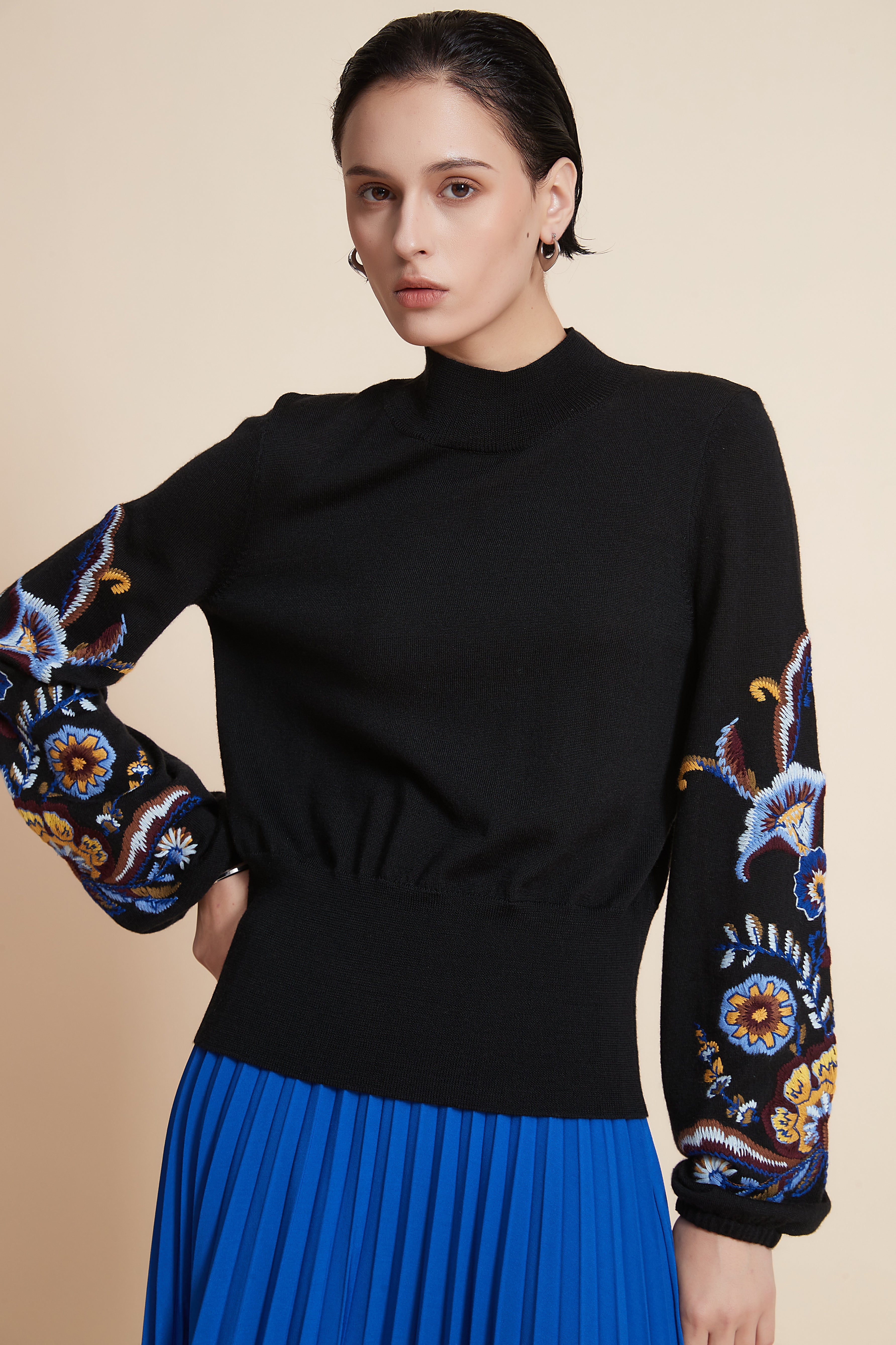 Yola Plain Embroidered Sweater