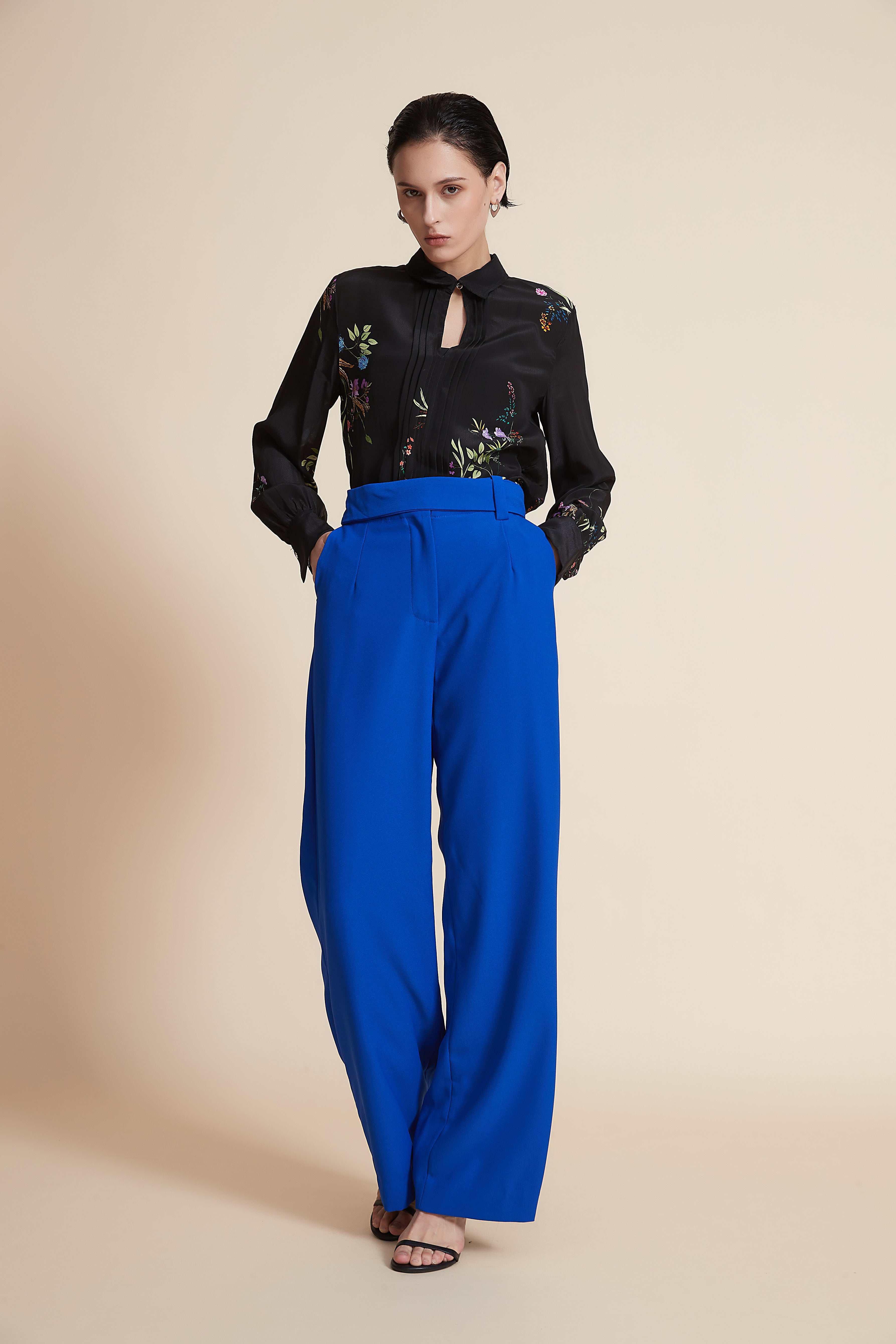 Yola Plain Wide-Leg Trousers