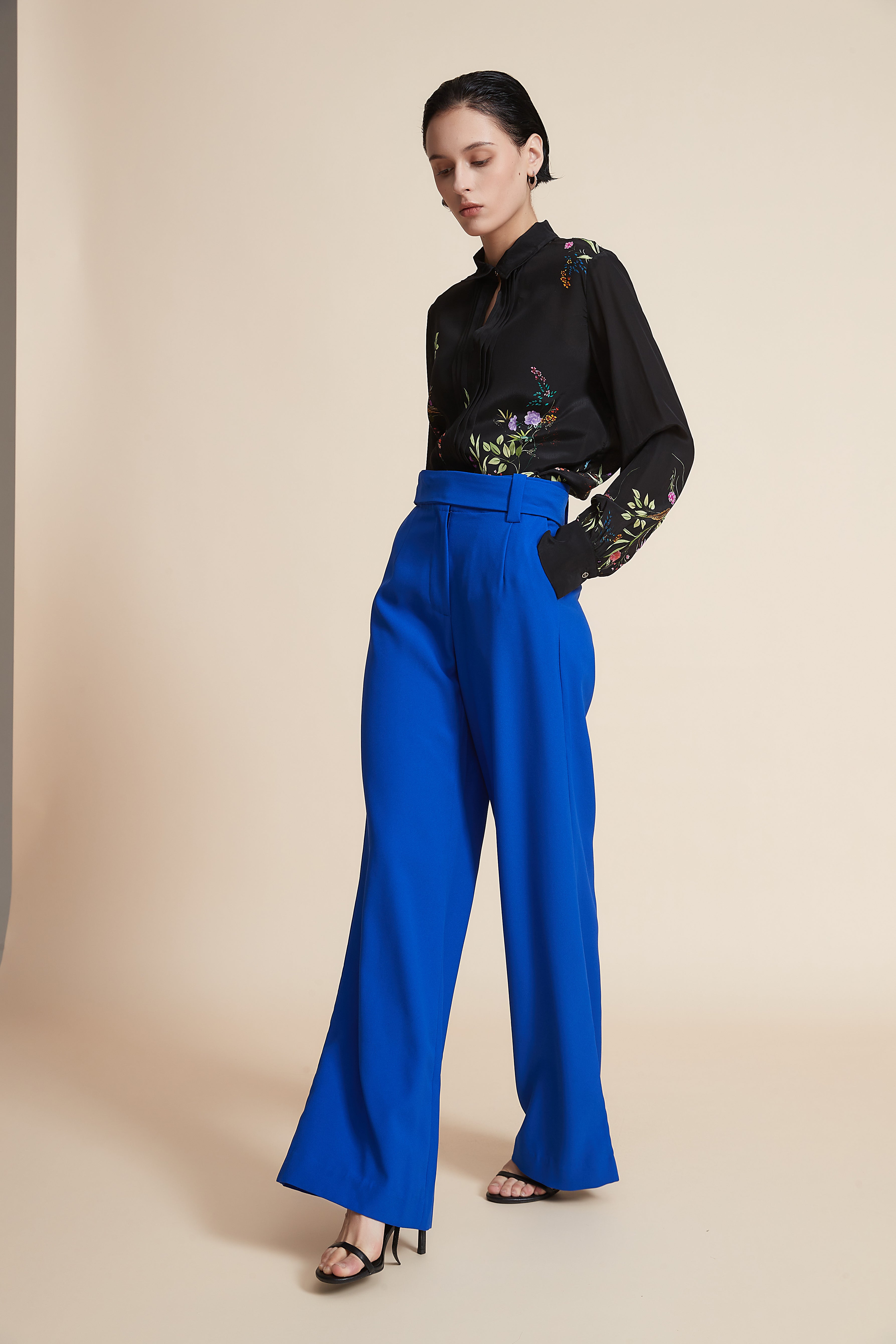 Yola Plain Wide-Leg Trousers