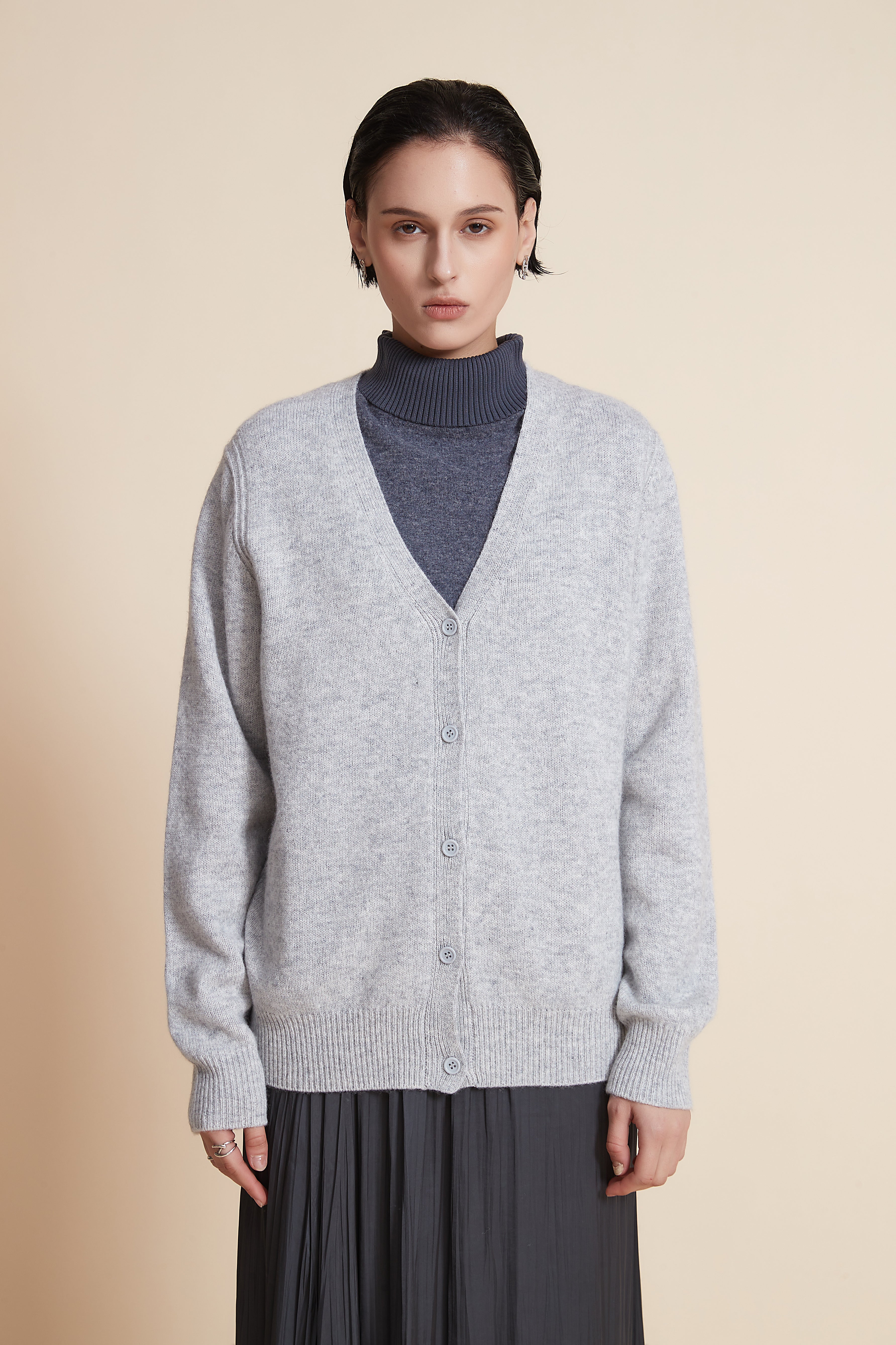 Yola Plain Cardigan with Buttons, Long Sleeves