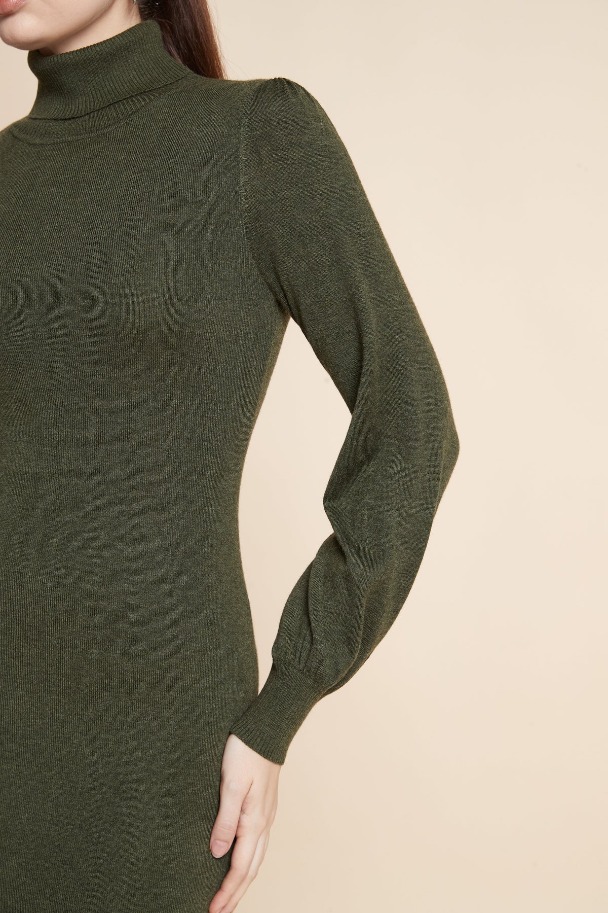 Plain Long Sleeve Knit Short Dress