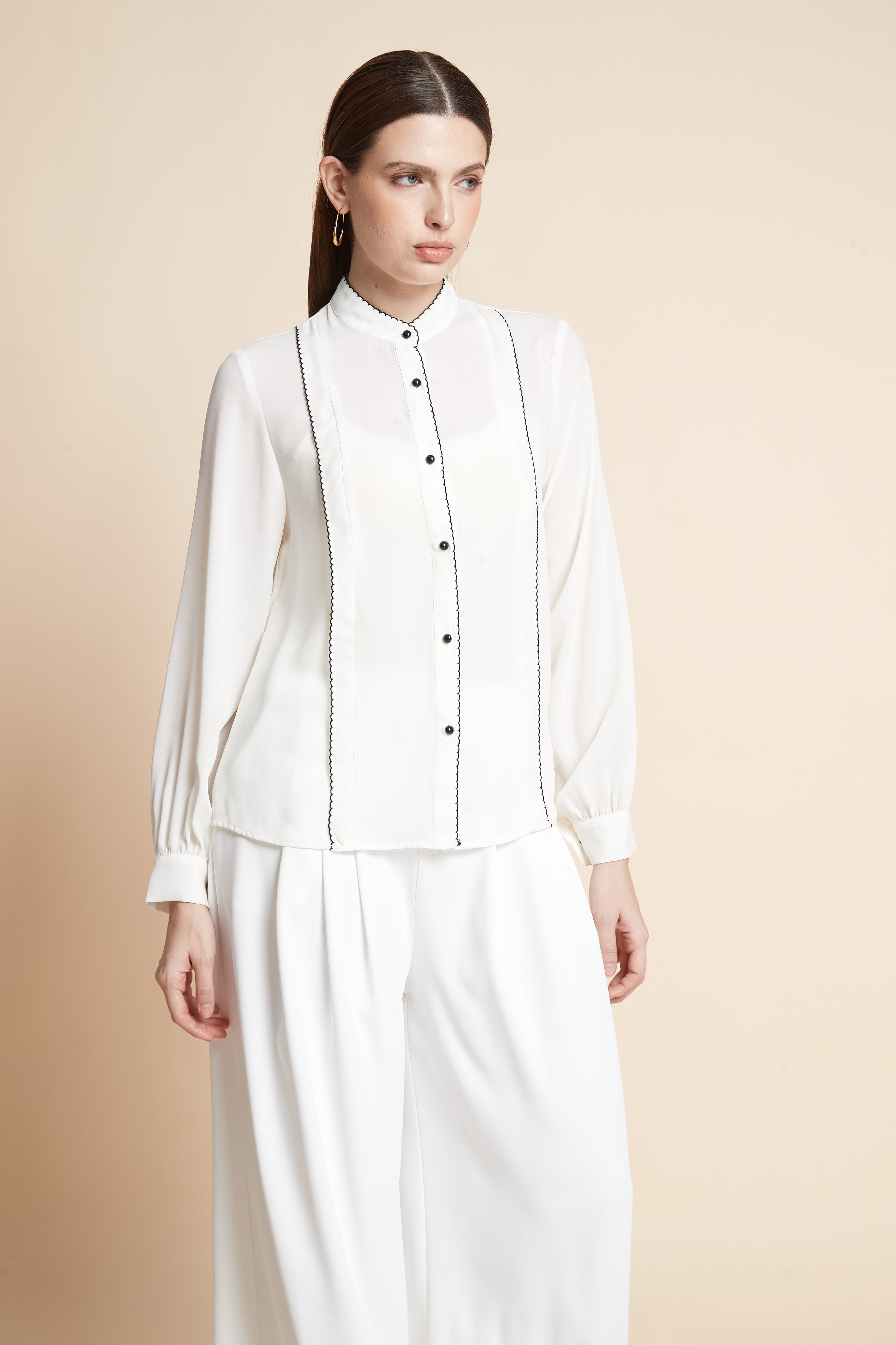 Long Sleeve Button-Front Top