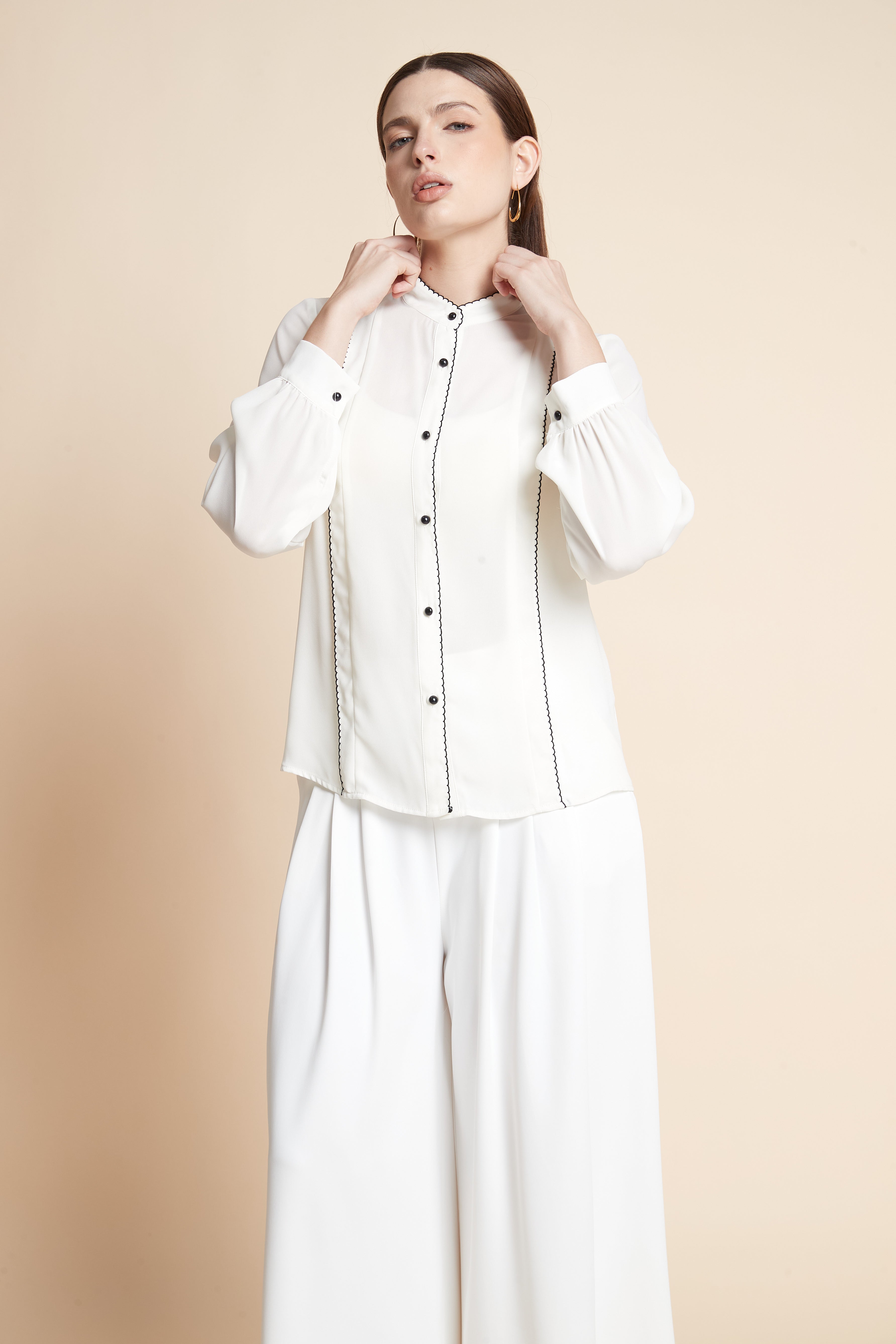Long Sleeve Button-Front Top