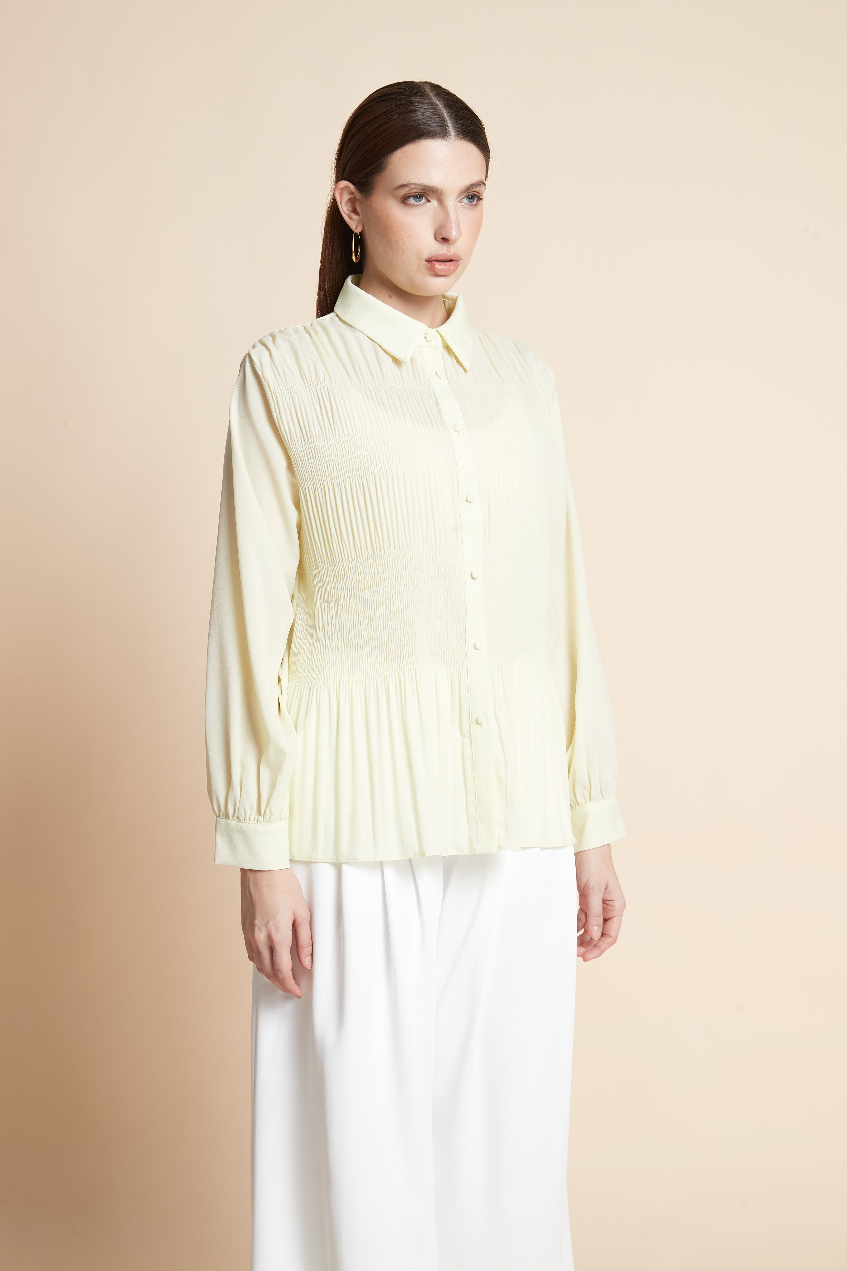 Long Sleeve Ruffled Hem Shirt